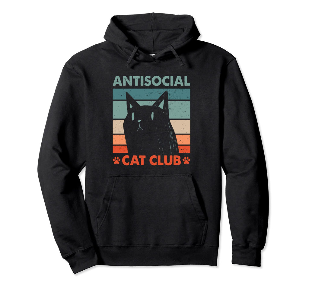 Antisocial Cat Club Introvert Cat Hoodie - Custom Art Print Men Women - T-Shirt, Sweatshirt, Hoodie