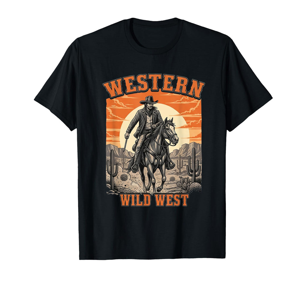 Western Wild West Cowboy Rider Desert T-Shirt - Unique Graphic for Adults - T-Shirt, Sweatshirt, Hoodie