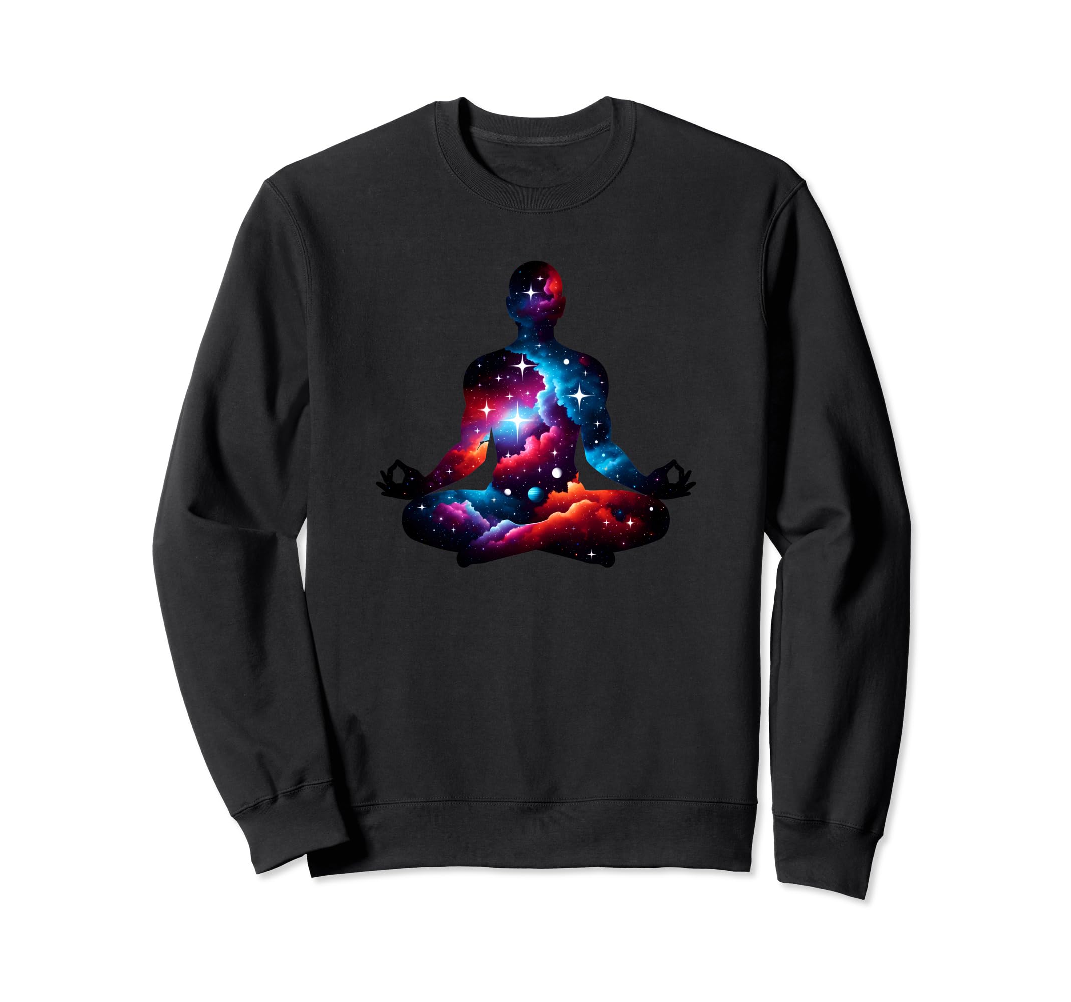 Meditation Pose Galaxy Pattern Sweatshirt - Novelty Apparel for Adults - T-Shirt, Sweatshirt, Hoodie