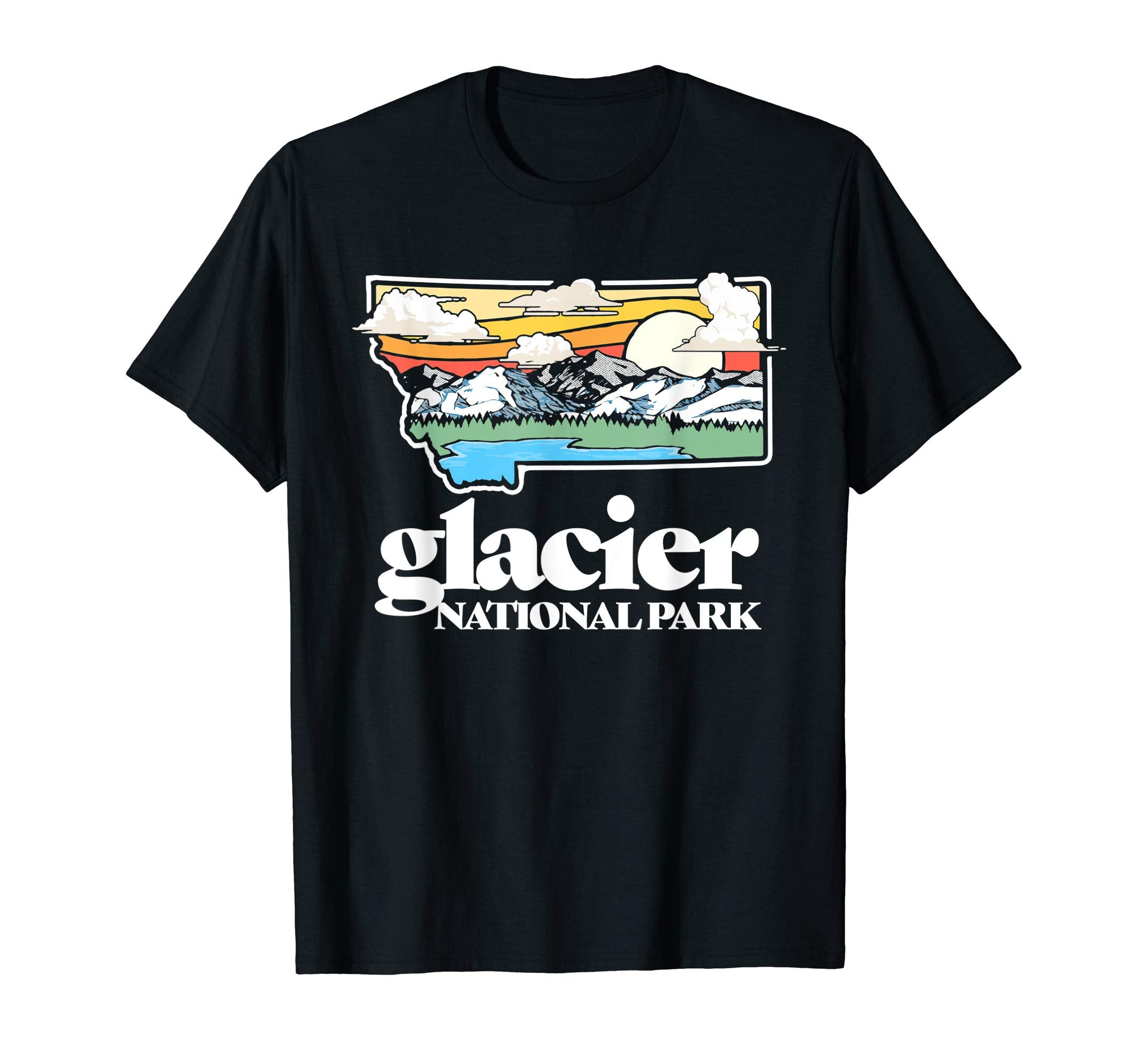 Glacier Montana Outdoors Mountains T-Shirt - Novelty Apparel for Adults - T-Shirt, Sweatshirt, Hoodie