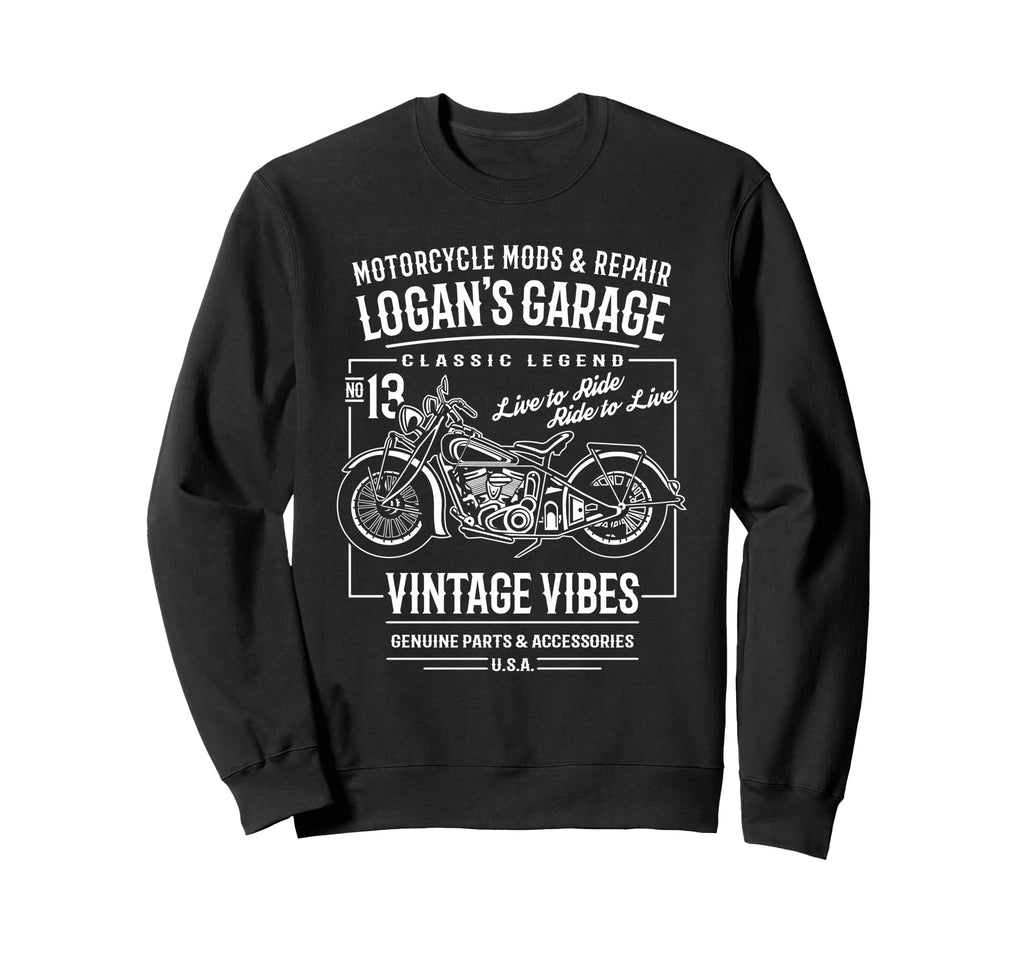 Logans Garage Motorcycle Name Logan Sweatshirt - Novelty Apparel Men Women - T-Shirt, Sweatshirt, Hoodie