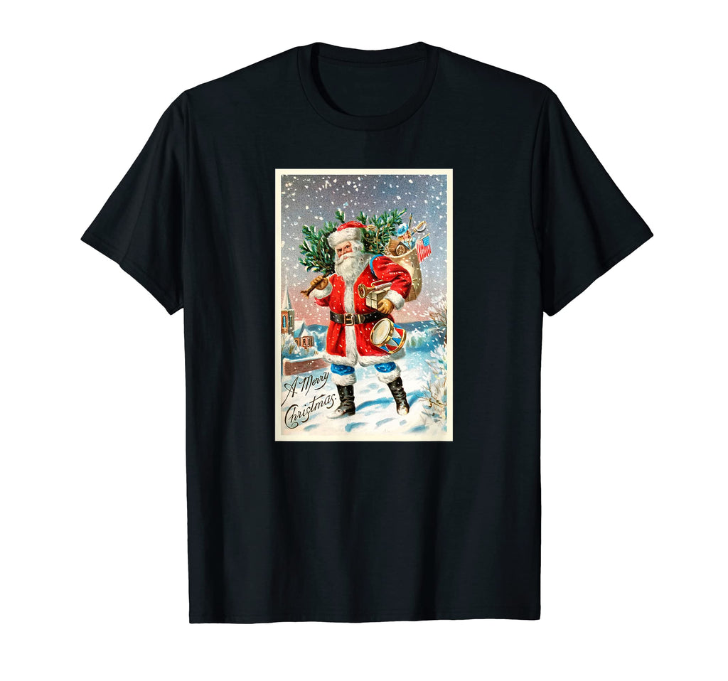 Santa Claus Father Winter Postcard T-Shirt - Aesthetic Graphic Men Women - T-Shirt, Sweatshirt, Hoodie