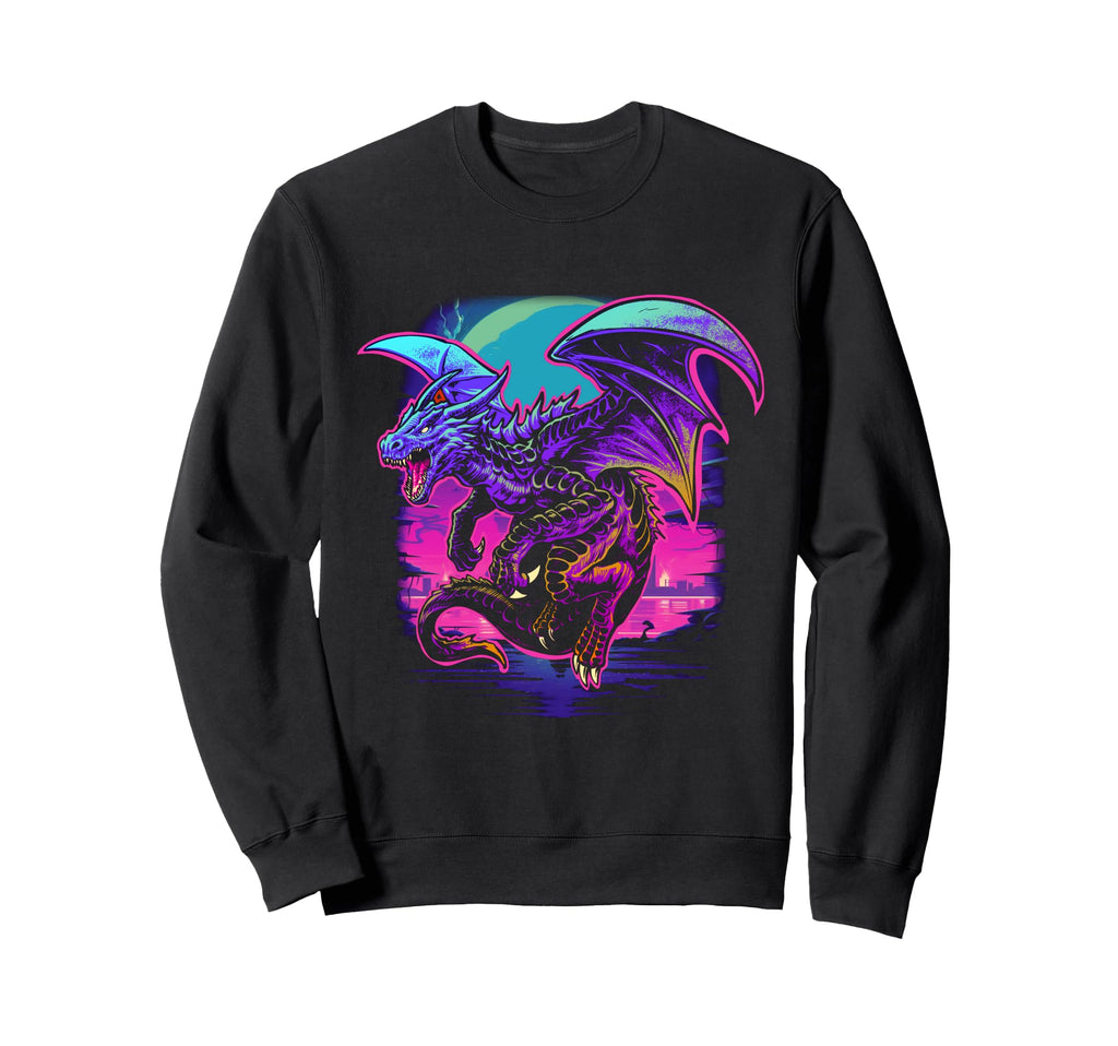 Cyberpunk Dragon Futuristic Outrun Sweatshirt - Custom Art Print Unisex - T-Shirt, Sweatshirt, Hoodie