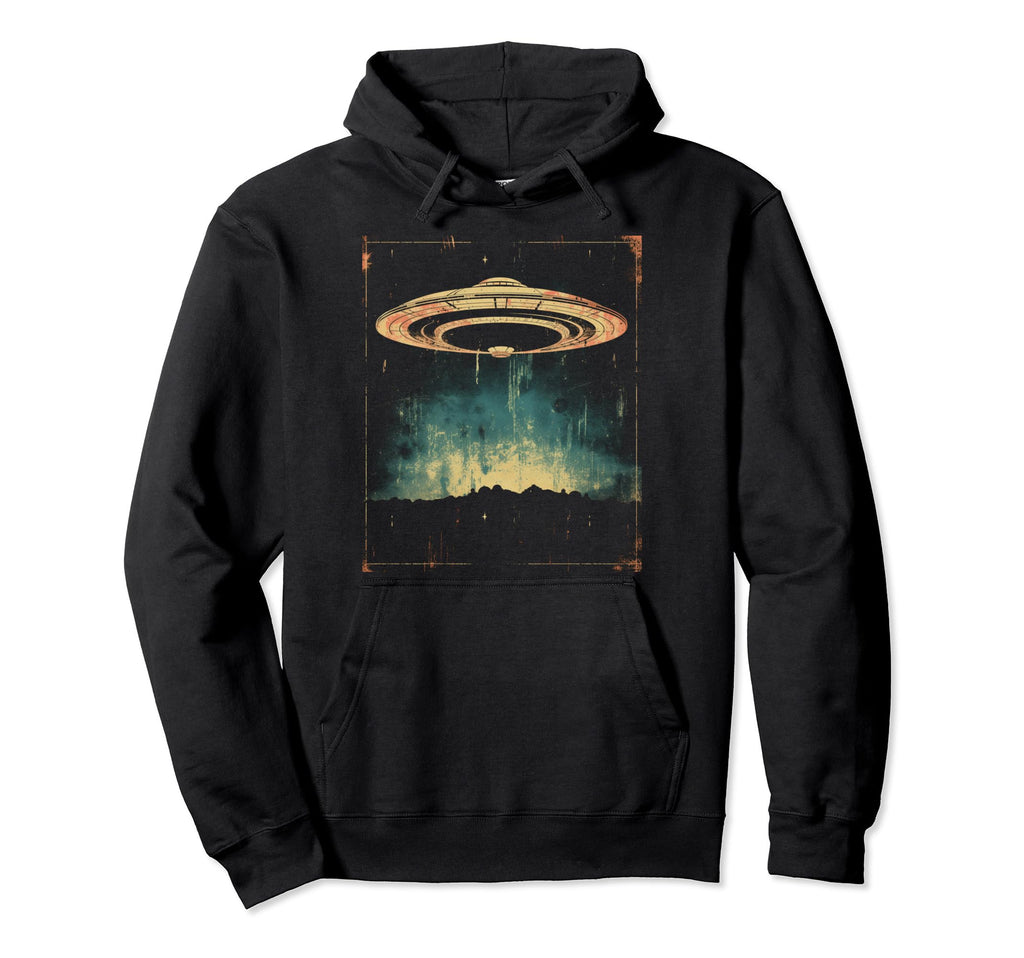 Ufo Alien Space Distressed Vibes 3 Hoodie - Graphic Print Unisex - T-Shirt, Sweatshirt, Hoodie