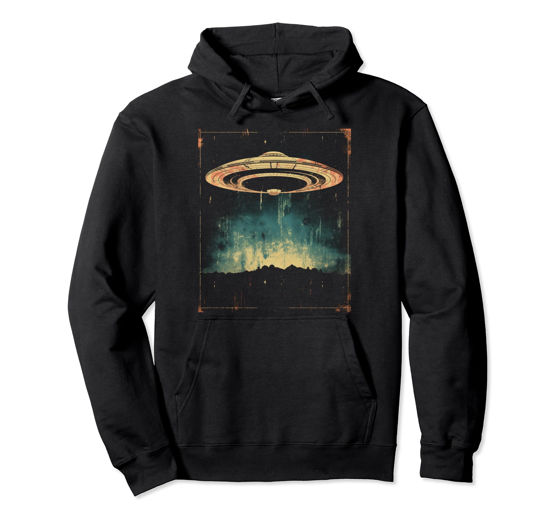 Ufo Alien Space Distressed Vibes 3 Hoodie - Graphic Print Unisex - T-Shirt, Sweatshirt, Hoodie