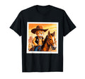 Funny Cat Sheriff Riding Horse Western T-Shirt - Trendy Graphic Men Women - T-Shirt, Sweatshirt, Hoodie