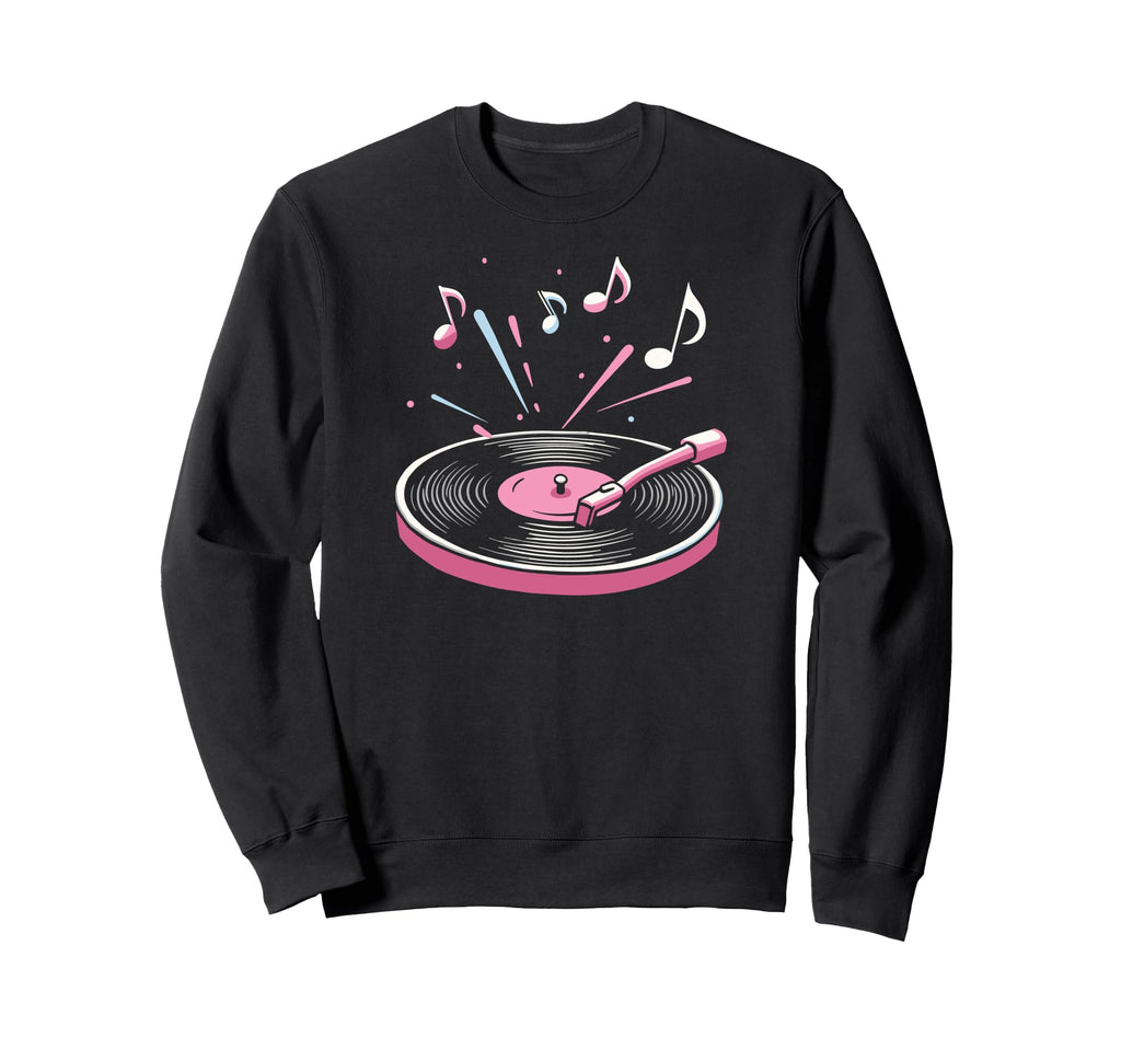 Vinyl Record Player Sketch Music Sweatshirt - Novelty Apparel Men Women - T-Shirt, Sweatshirt, Hoodie