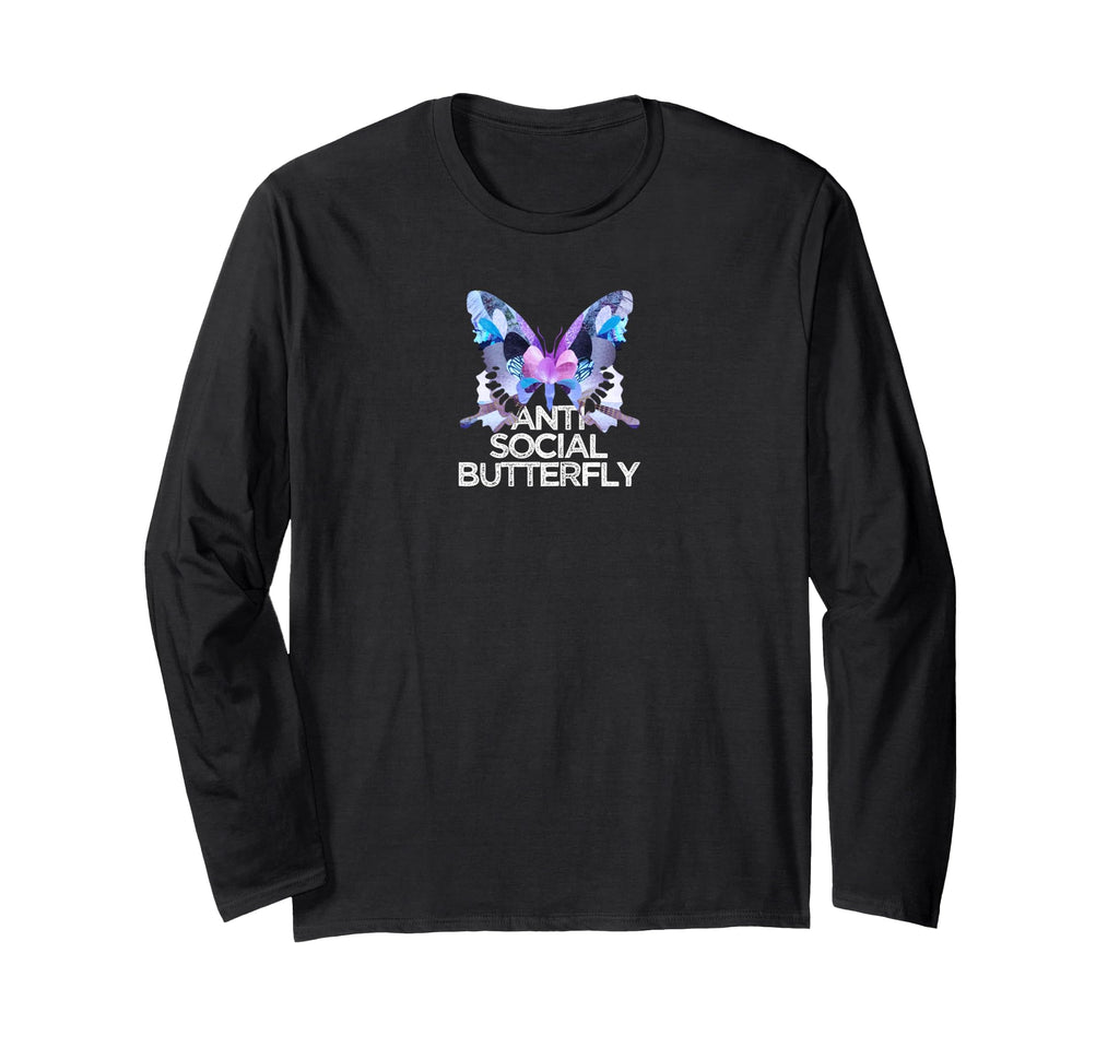 Funny Anti Social Butterfly Collage Art T-Shirt - Graphic Print Unisex - T-Shirt, Sweatshirt, Hoodie