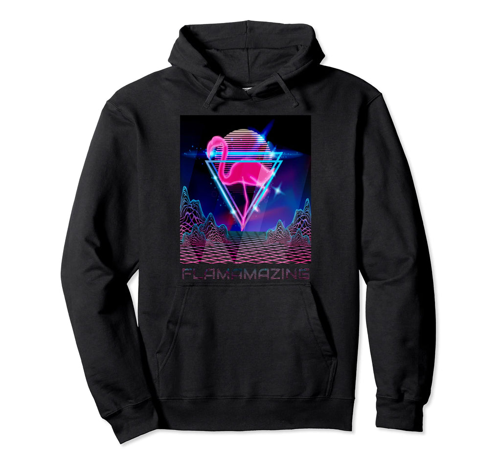 80S Flamingo Bird Vaporwave Sunset Hoodie - Novelty Apparel Men Women - T-Shirt, Sweatshirt, Hoodie
