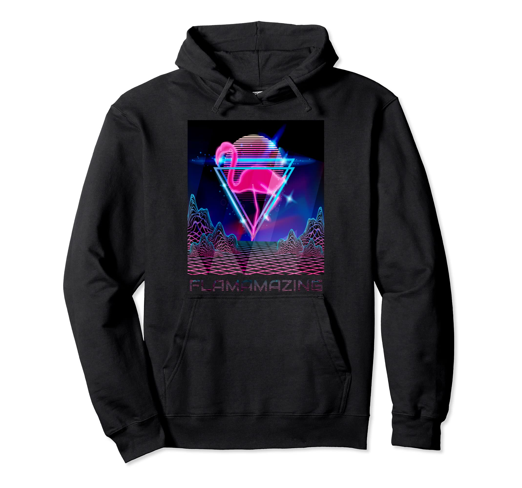 80S Flamingo Bird Vaporwave Sunset Hoodie - Novelty Apparel Men Women - T-Shirt, Sweatshirt, Hoodie