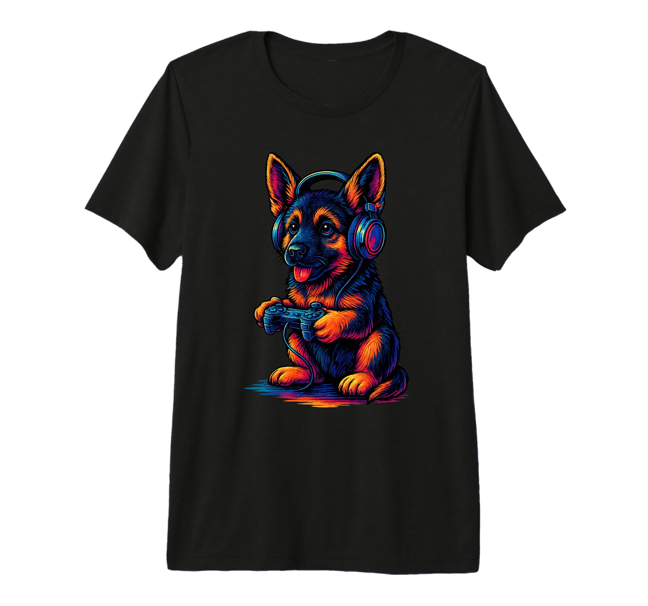German Shepherd Gamer Gaming Dog Lover T-Shirt - Custom Art Print Unisex - T-Shirt, Sweatshirt, Hoodie