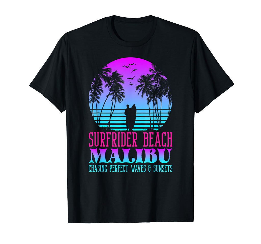 Waves Sunsets Surfrider Beach Malibu T-Shirt - Graphic Print for Adults - T-Shirt, Sweatshirt, Hoodie