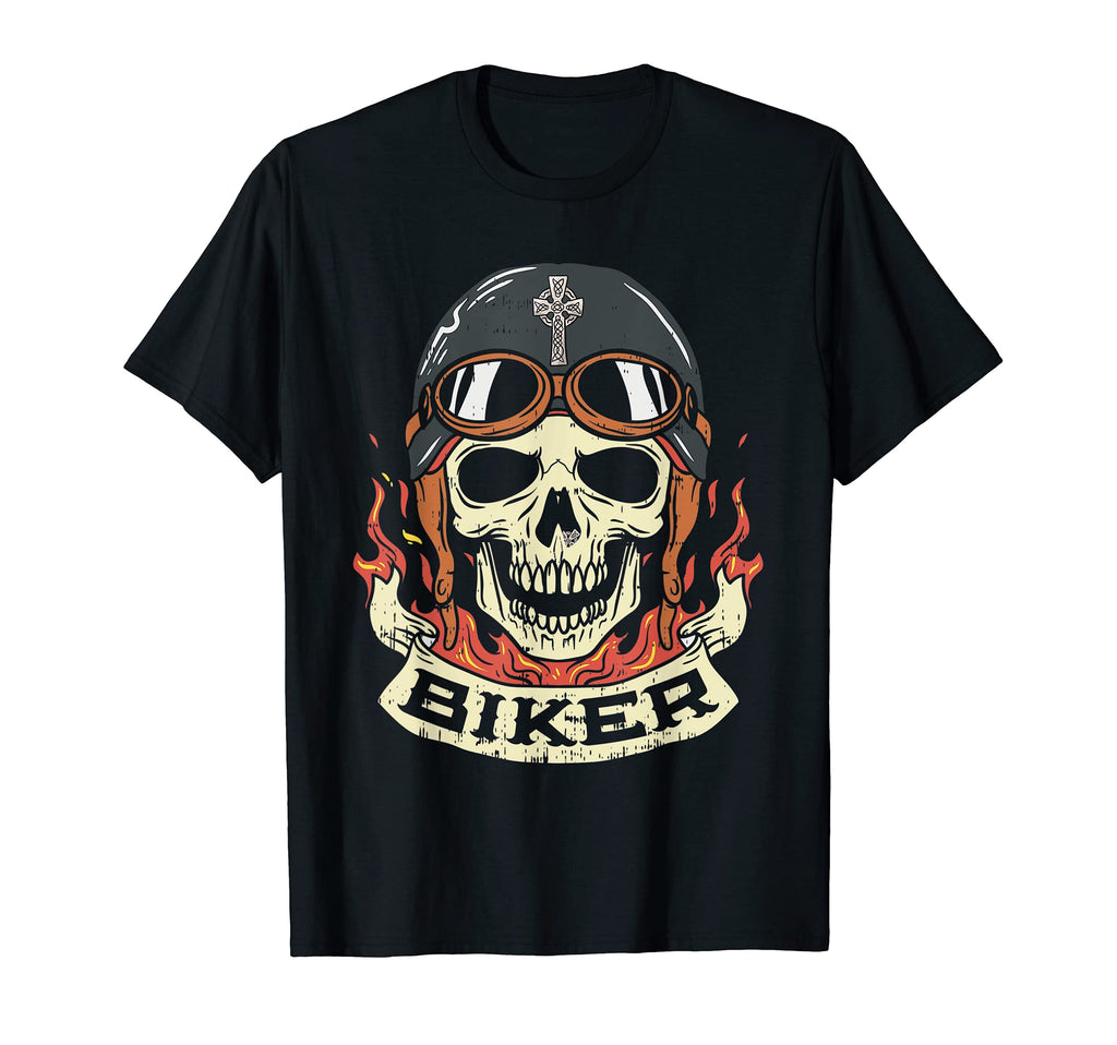 Motorcycle Biker Skull Biker T-Shirt - Novelty Apparel Men Women - T-Shirt, Sweatshirt, Hoodie