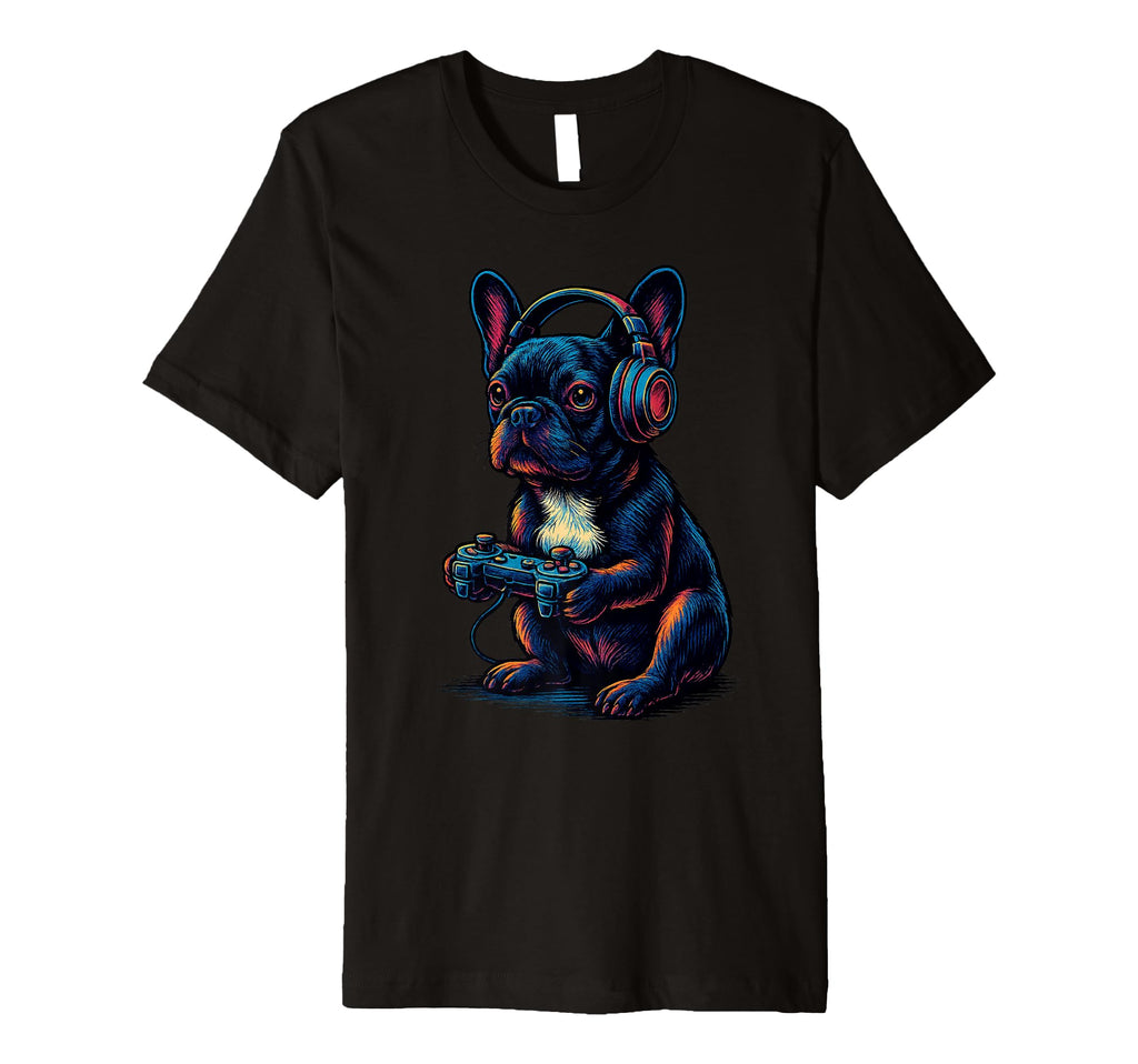 French Bulldog Gamer Gaming Dog Lover T-Shirt - Novelty Apparel Unisex - T-Shirt, Sweatshirt, Hoodie