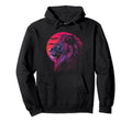 Lion Vaporwave Aesthetic Synthwave Hoodie - Fun Novelty Design Men Women - T-Shirt, Sweatshirt, Hoodie
