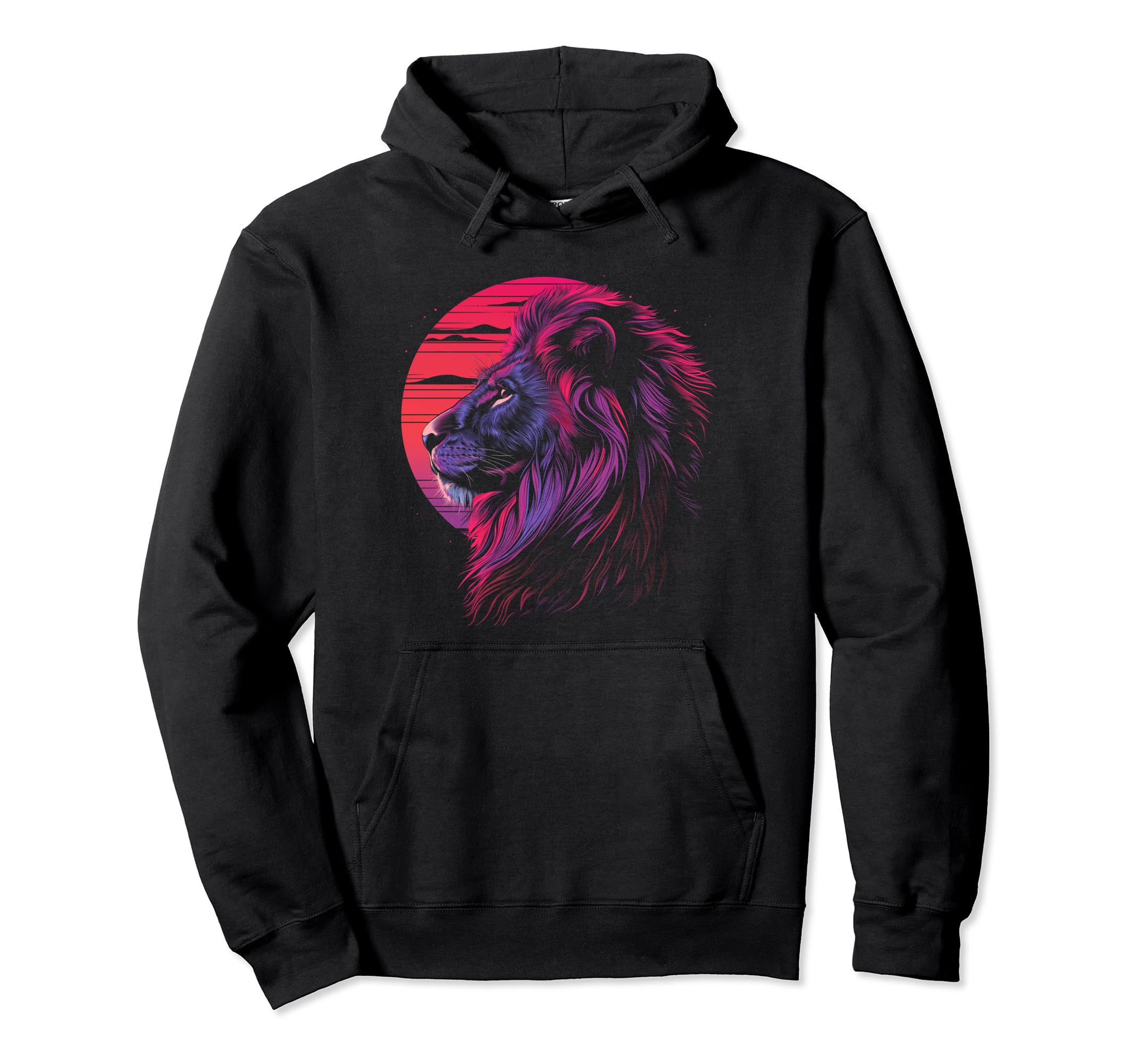 Lion Vaporwave Aesthetic Synthwave Hoodie - Fun Novelty Design Men Women - T-Shirt, Sweatshirt, Hoodie
