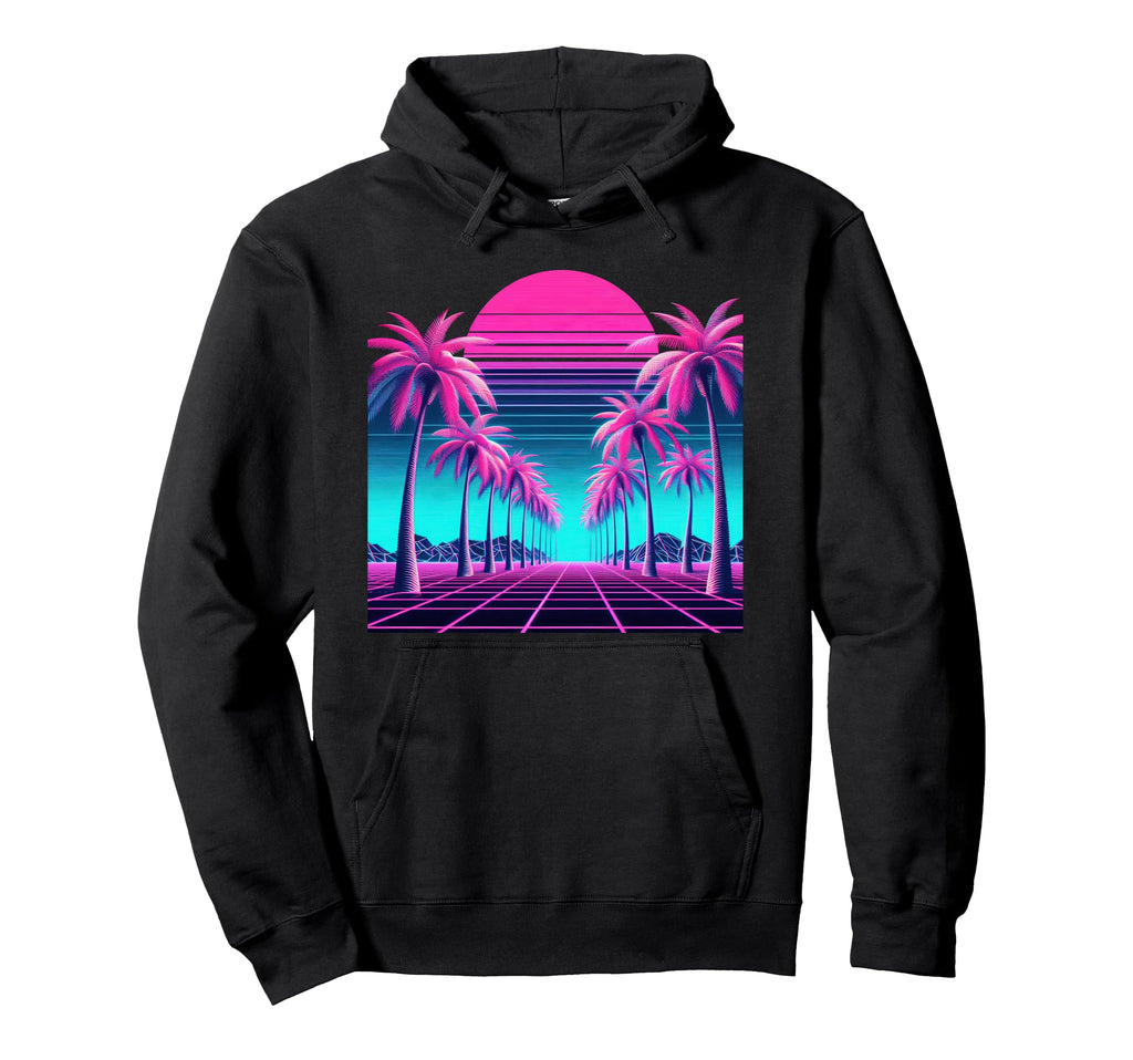 80S Vaporwave Synthwave Palm Tree Sunset Hoodie - Streetwear Style Unisex - T-Shirt, Sweatshirt, Hoodie