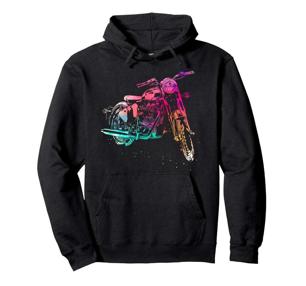 Motorcycle Biker Watercolor Hoodie - Fun Novelty Design Men Women - T-Shirt, Sweatshirt, Hoodie