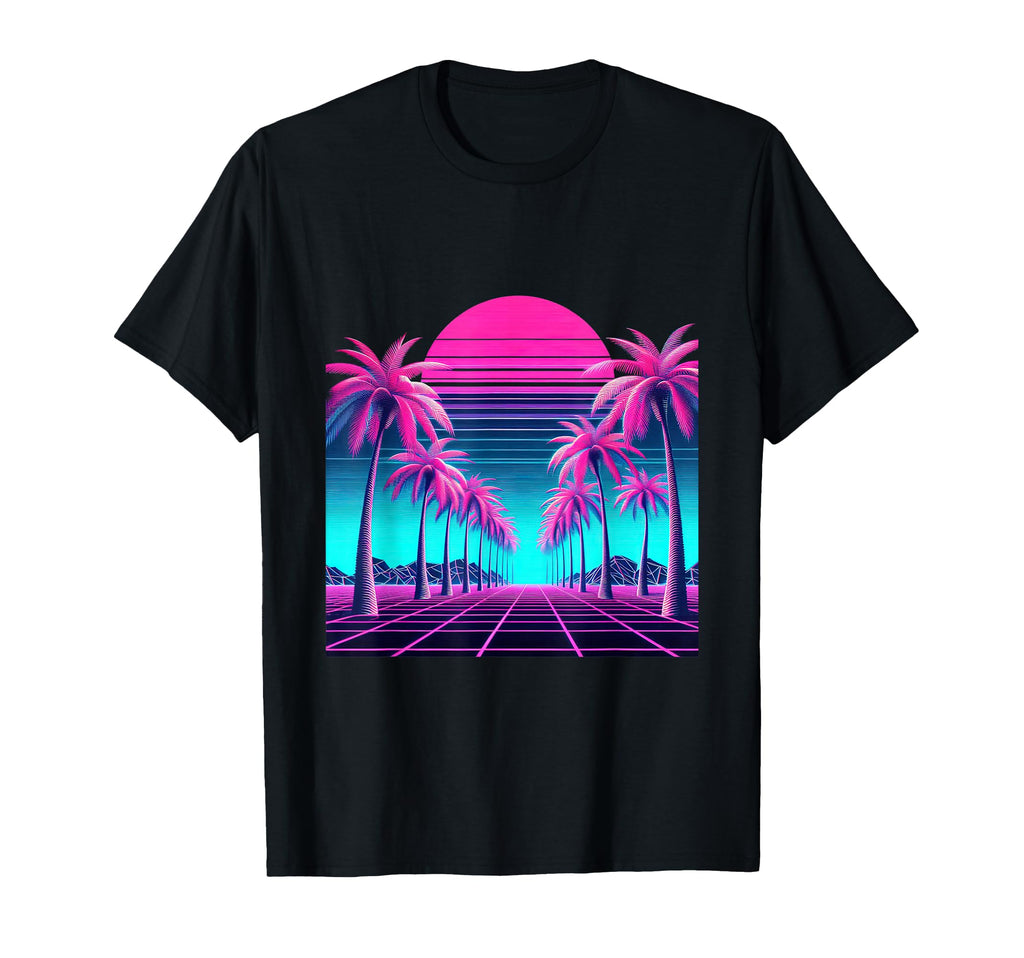 80S Vaporwave Synthwave Palm Tree T-Shirt - Unique Graphic Men Women - T-Shirt, Sweatshirt, Hoodie