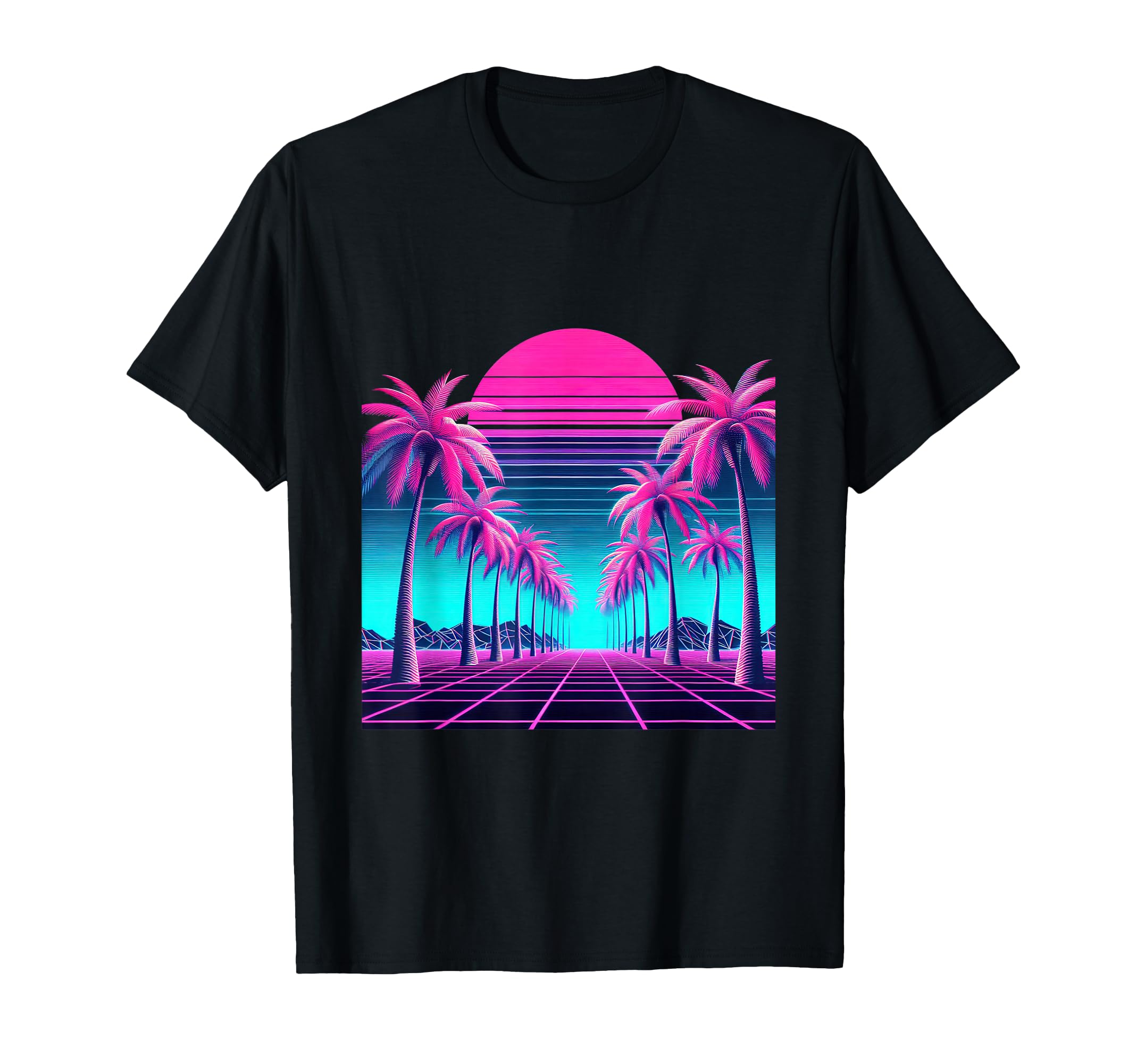 80S Vaporwave Synthwave Palm Tree T-Shirt - Unique Graphic Men Women - T-Shirt, Sweatshirt, Hoodie