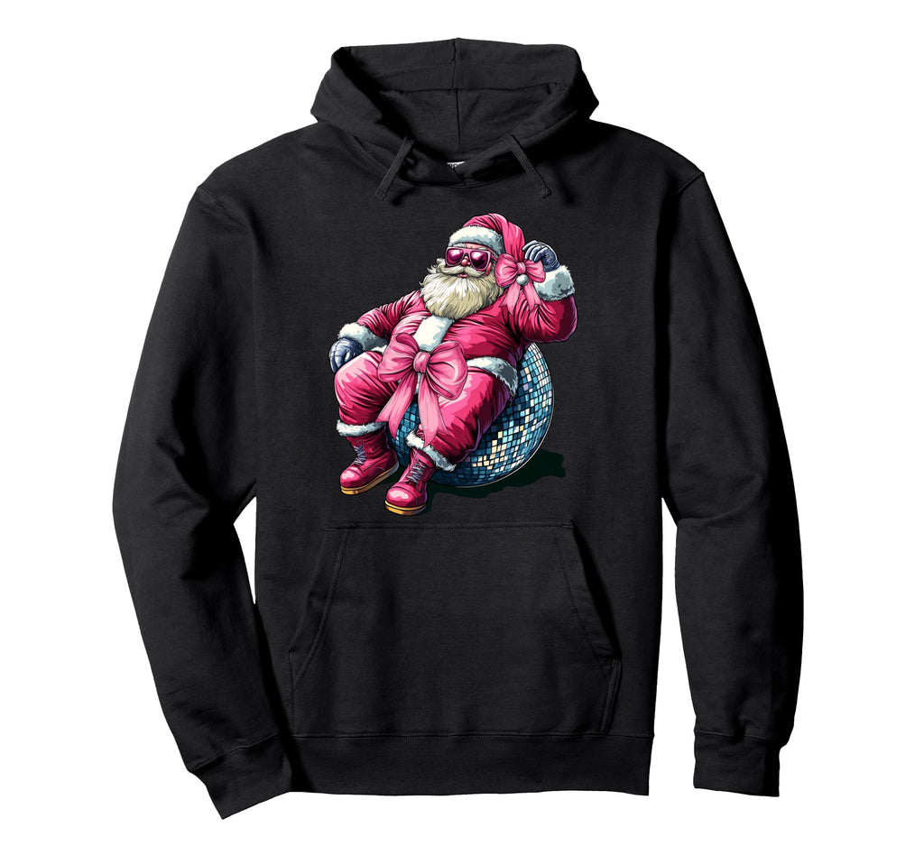 Coquette Bow Santa Santa Claus Disco Ball Hoodie - Streetwear Style Unisex - T-Shirt, Sweatshirt, Hoodie