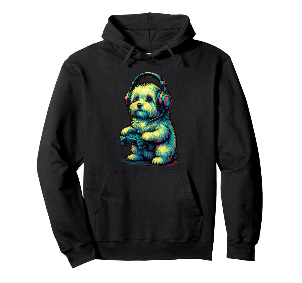 Maltese Dog Gamer Gaming Dog Lover Hoodie - Casual Everyday Wear Unisex - T-Shirt, Sweatshirt, Hoodie