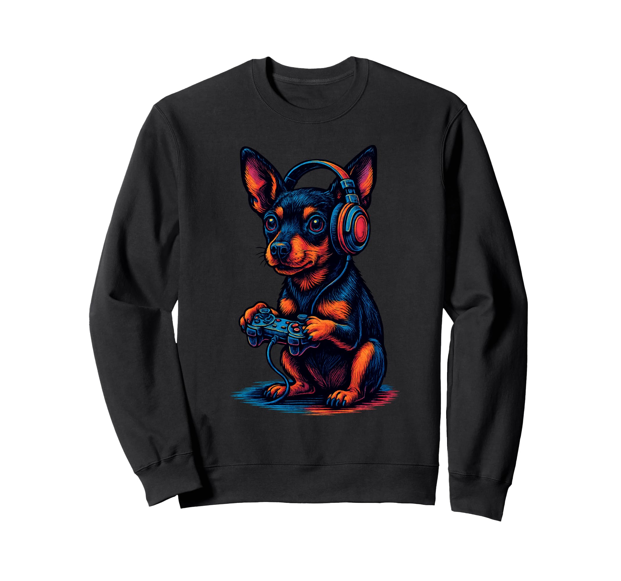 Miniature Pinscher Gamer Gaming Sweatshirt - Custom Art Print for Adults - T-Shirt, Sweatshirt, Hoodie