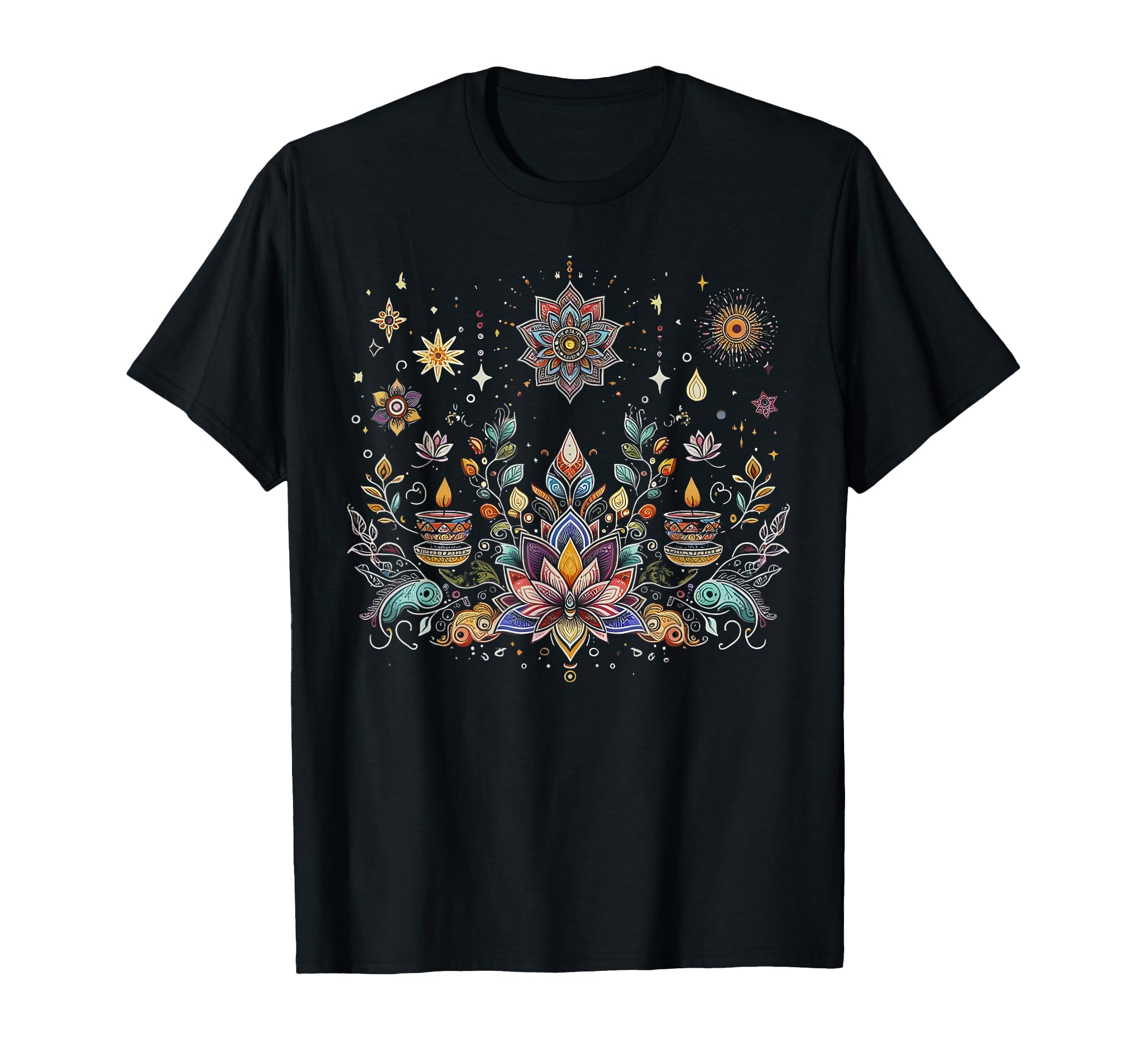 Boho Lotus Star Mandala Spiritual Yoga T-Shirt - Unique Graphic Men Women - T-Shirt, Sweatshirt, Hoodie