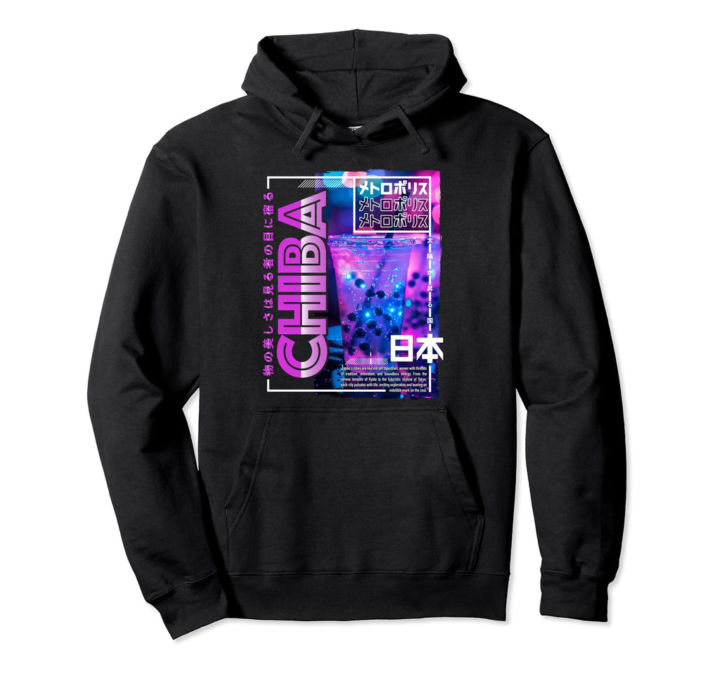 Chiba City 80S Synthwave Boba Tea Hoodie - Streetwear Style Men Women - T-Shirt, Sweatshirt, Hoodie