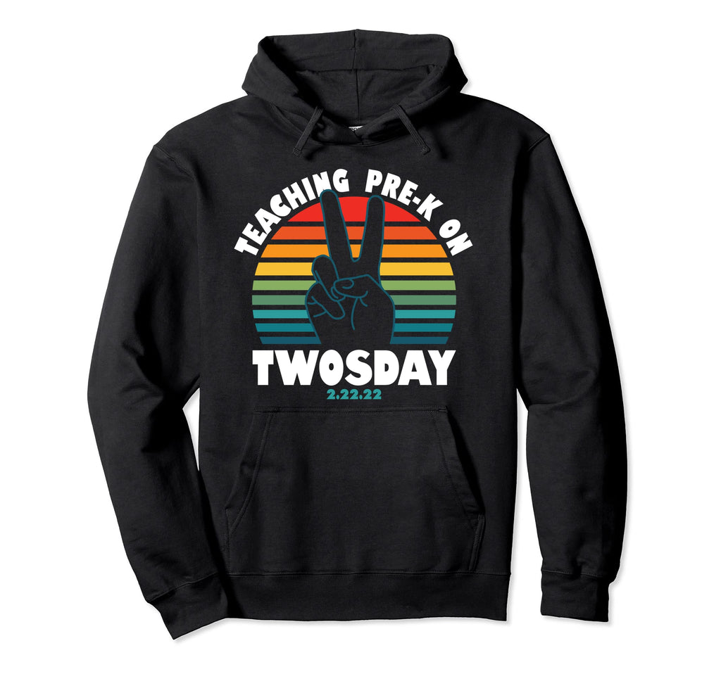 Teaching Pre K Twosday Peace Sign Sunset Hoodie - Fun Novelty Design Unisex - T-Shirt, Sweatshirt, Hoodie