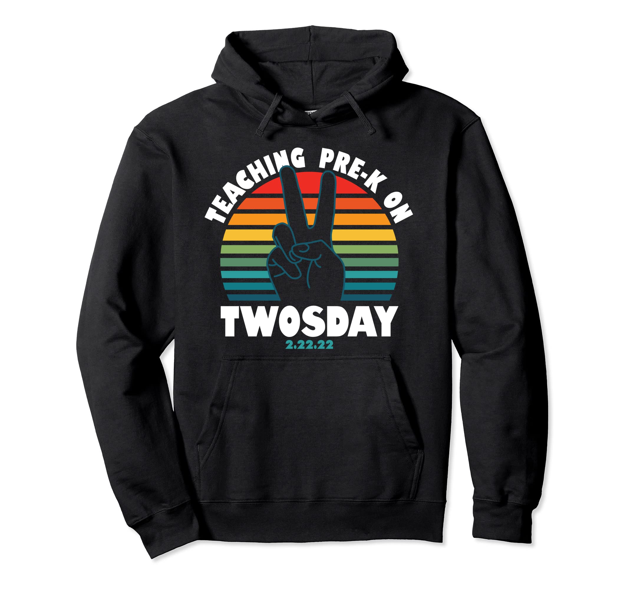 Teaching Pre K Twosday Peace Sign Sunset Hoodie - Fun Novelty Design Unisex - T-Shirt, Sweatshirt, Hoodie