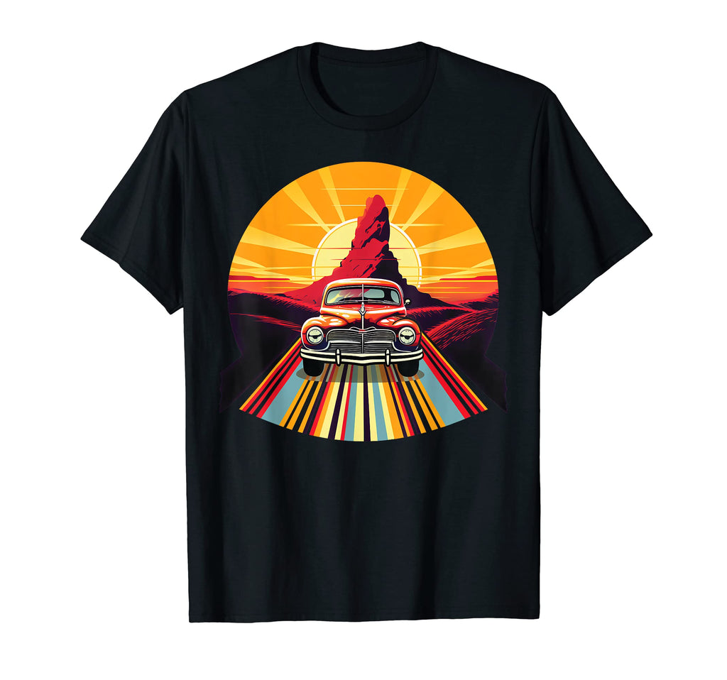 Car Sunset Rays Wavy T-Shirt - Graphic Print for Adults - T-Shirt, Sweatshirt, Hoodie
