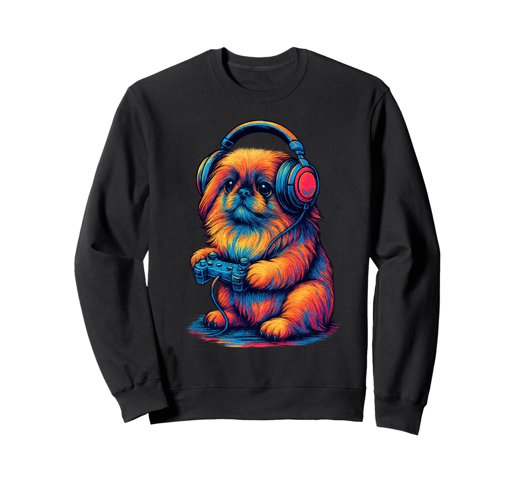 Pekingese Gamer Gaming Dog Lover Sweatshirt - Graphic Print Unisex - T-Shirt, Sweatshirt, Hoodie