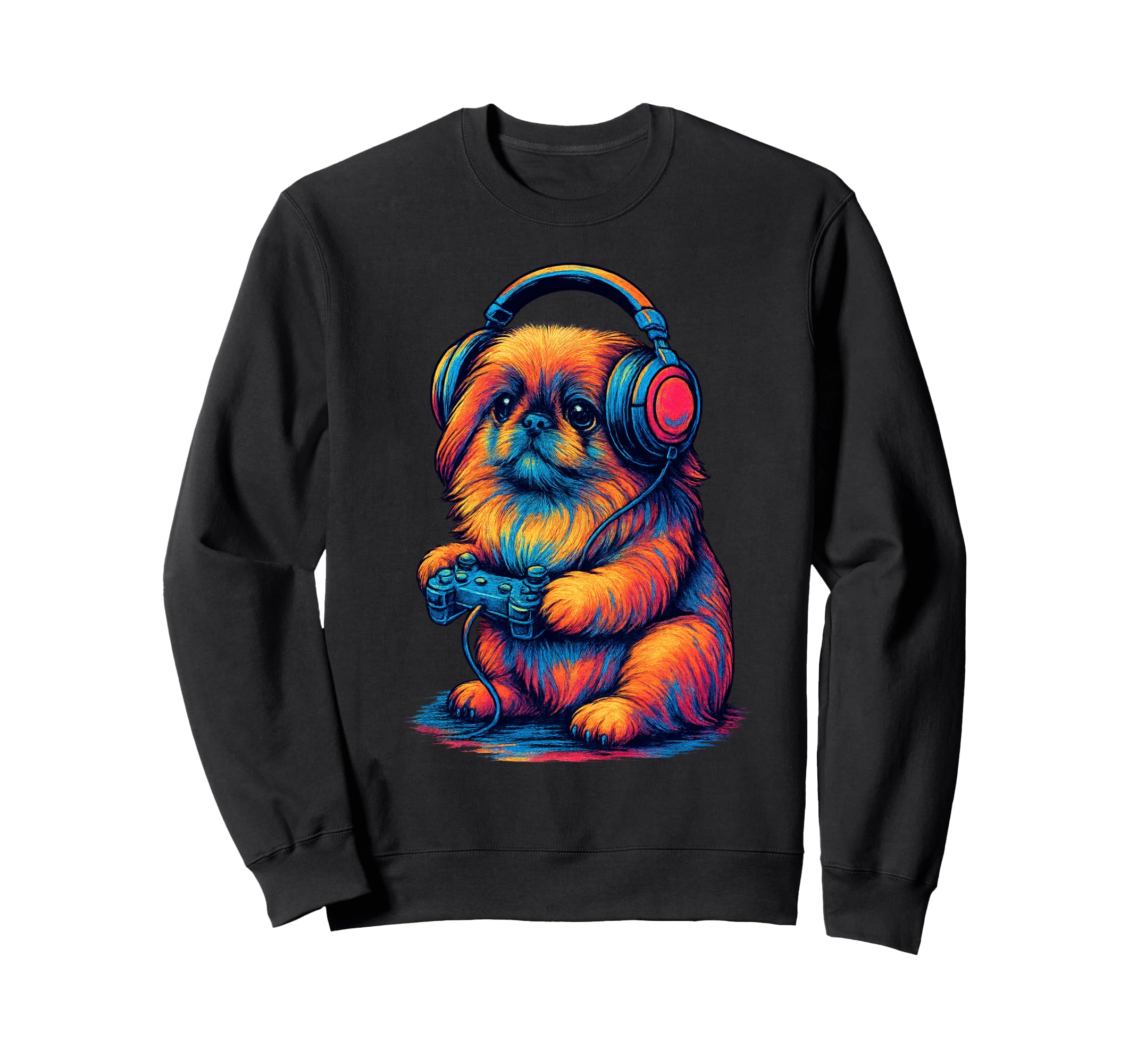 Pekingese Gamer Gaming Dog Lover Sweatshirt - Trendy Graphic Unisex - T-Shirt, Sweatshirt, Hoodie