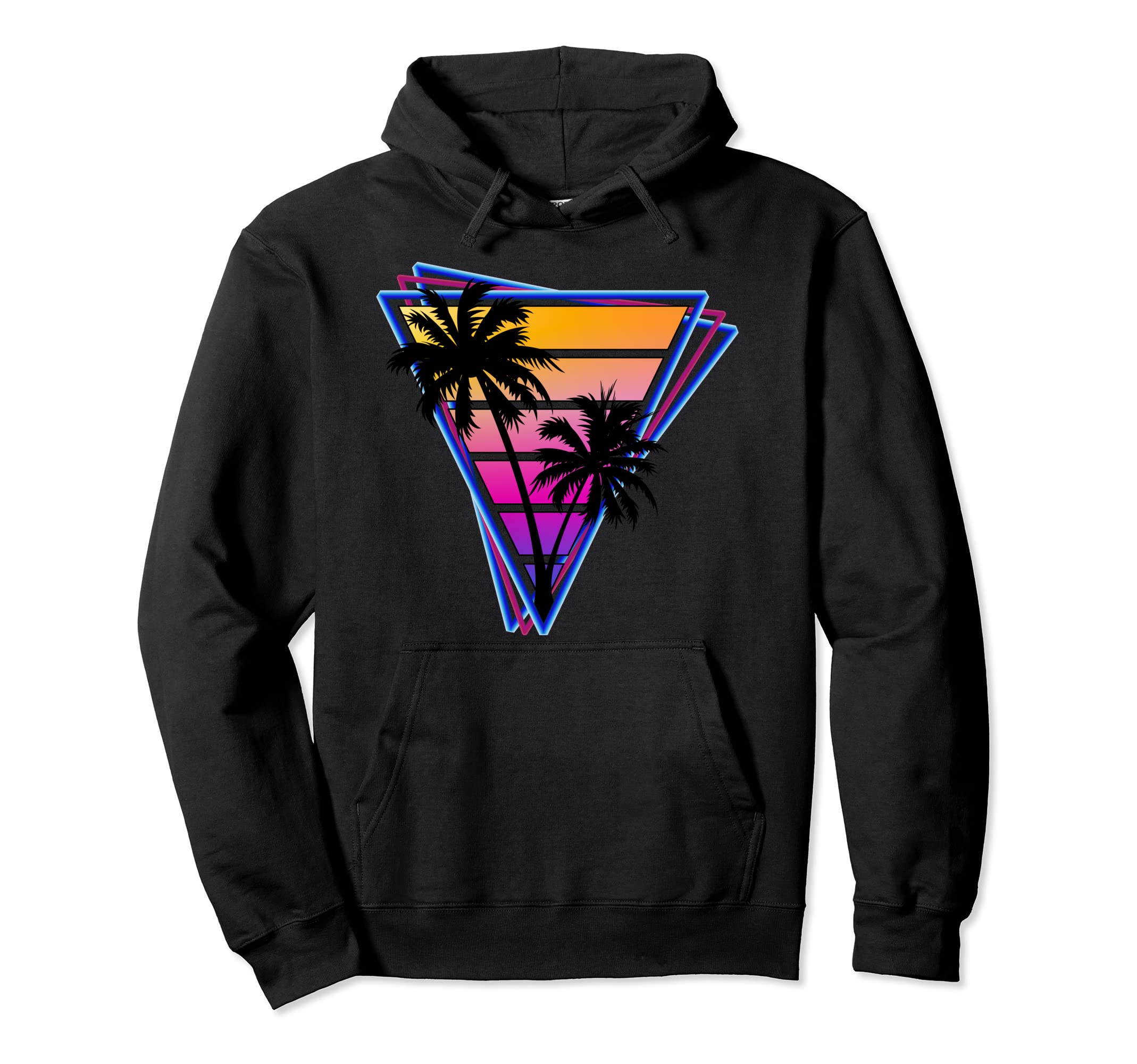 Synthwave Inspired Triangle Sunrise Hoodie - Aesthetic Graphic Men Women - T-Shirt, Sweatshirt, Hoodie
