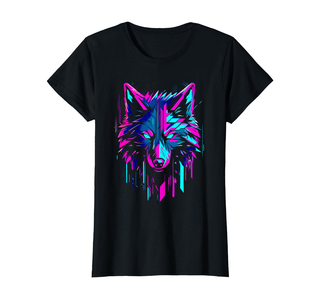 Cyberpunk Wolf Rave Futuristic Outrun T-Shirt - Fun Novelty Design Unisex - T-Shirt, Sweatshirt, Hoodie