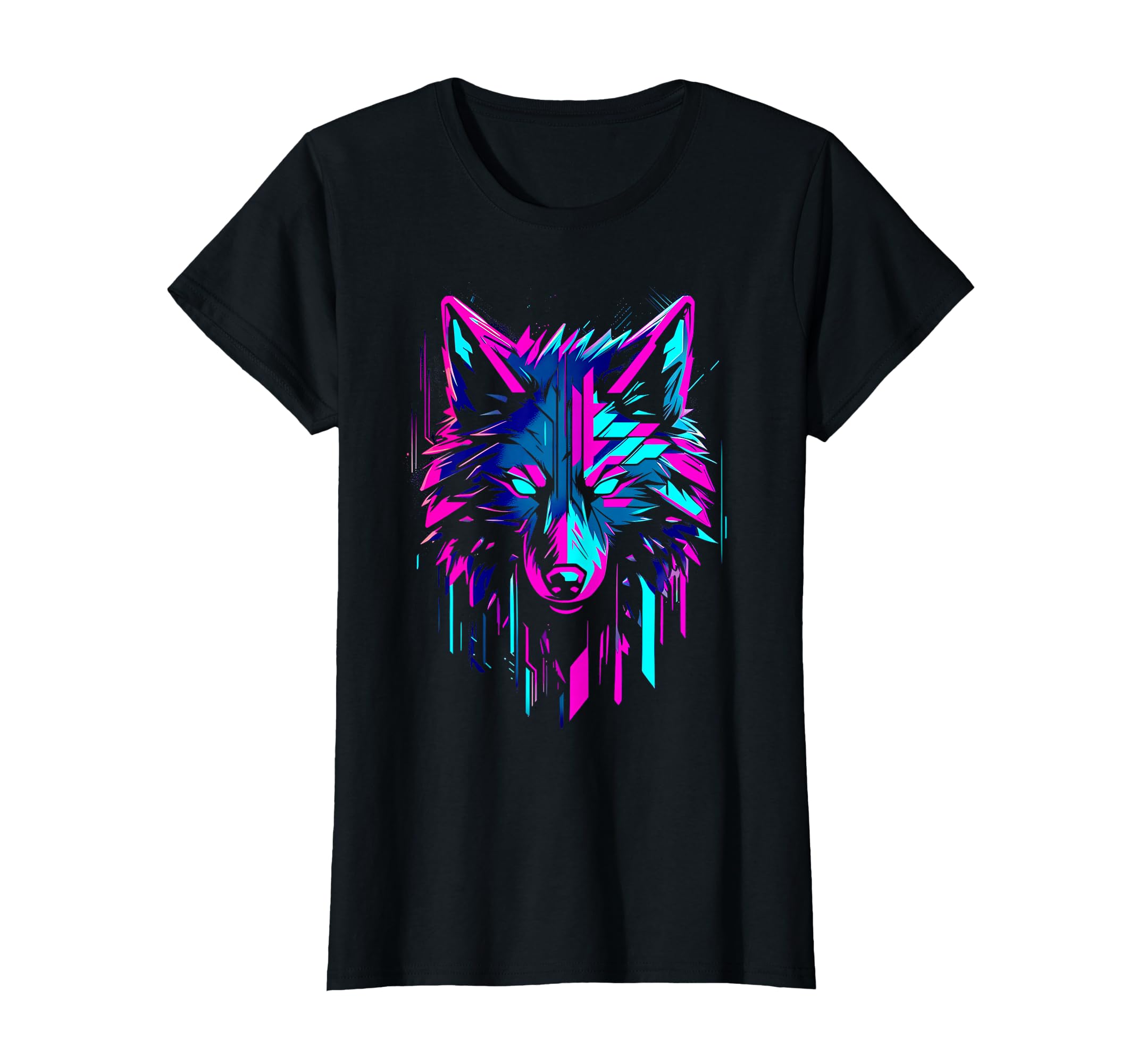 Cyberpunk Wolf Rave Futuristic Outrun T-Shirt - Fun Novelty Design Unisex - T-Shirt, Sweatshirt, Hoodie