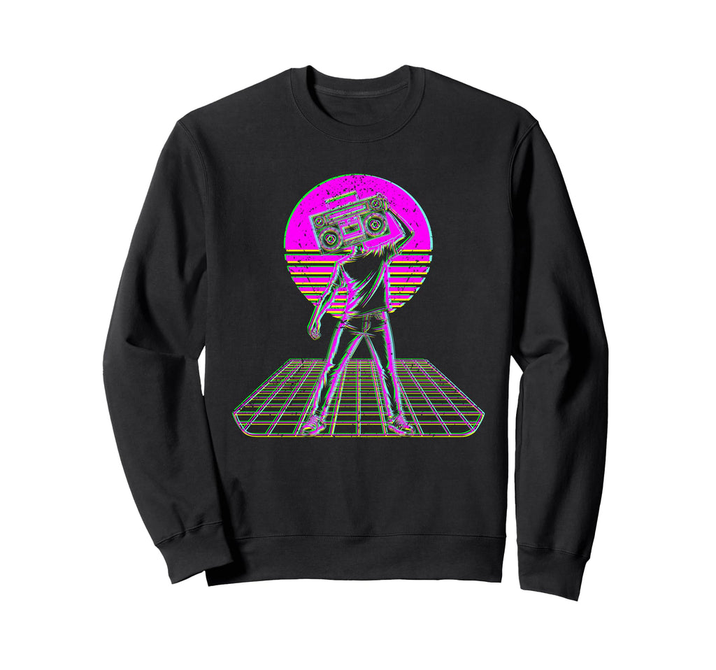 80S Boombox Art Synthwave Music Sweatshirt - Custom Art Print for Adults - T-Shirt, Sweatshirt, Hoodie