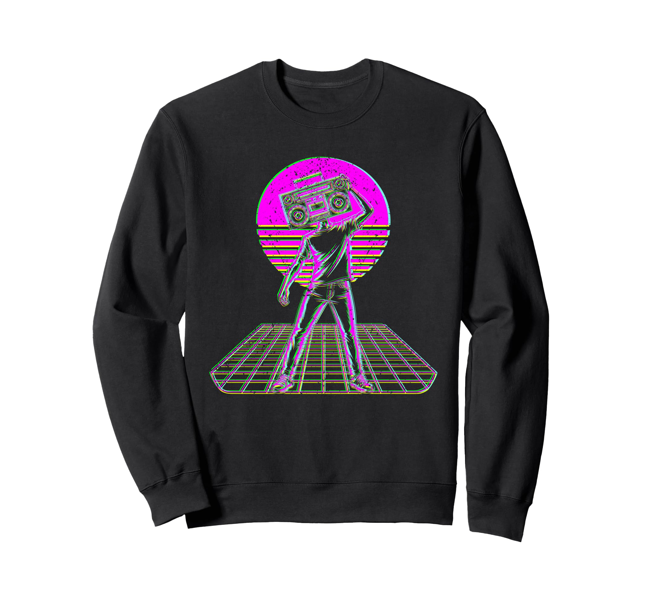 80S Boombox Art Synthwave Music Sweatshirt - Custom Art Print for Adults - T-Shirt, Sweatshirt, Hoodie