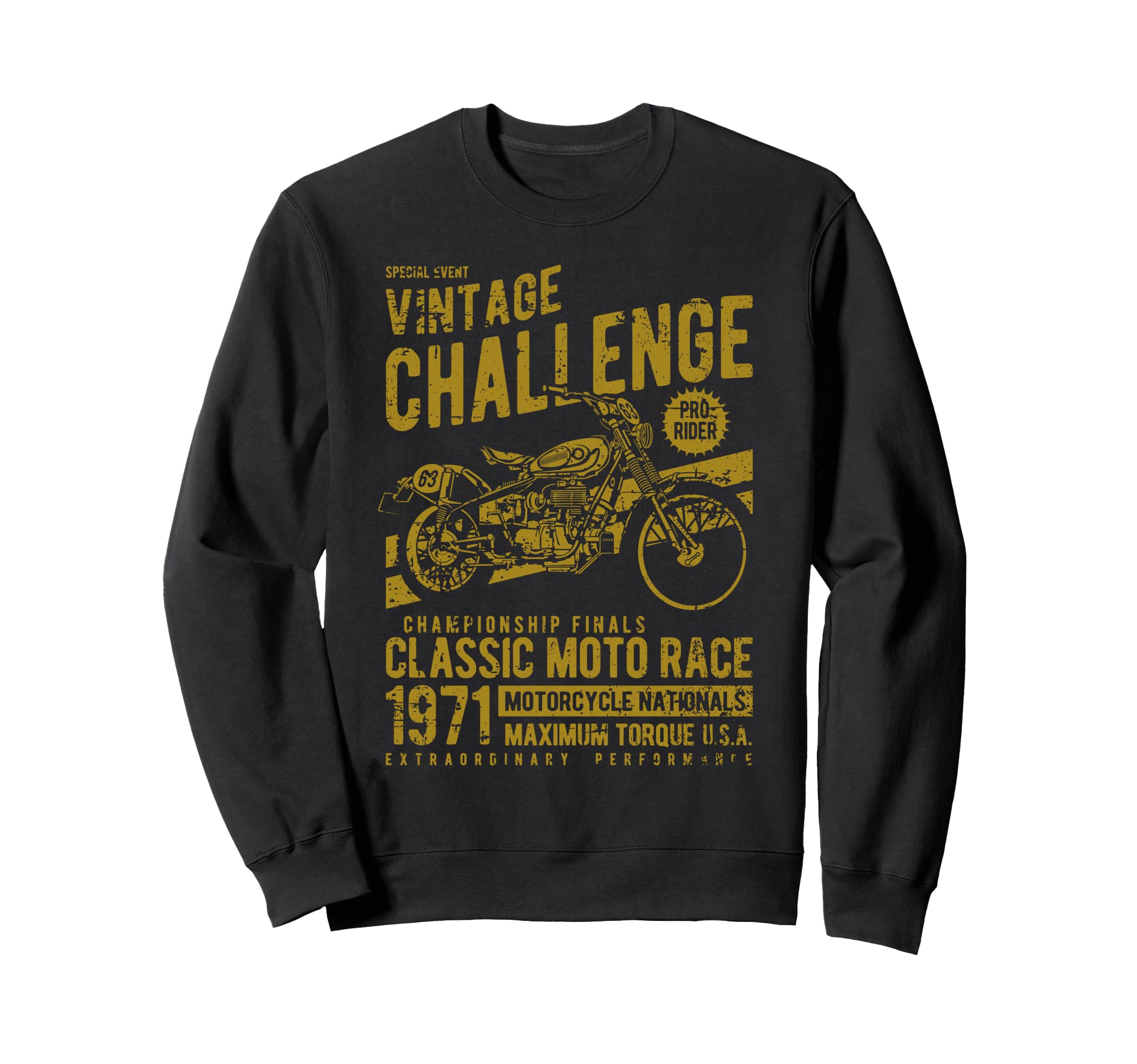 Challenge Motorcycle Race Distressed Sweatshirt - Novelty Apparel Unisex - T-Shirt, Sweatshirt, Hoodie