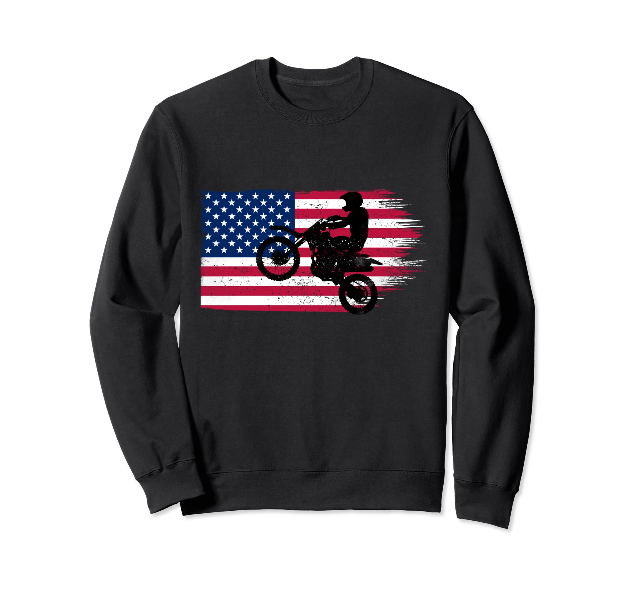 American Flag Motocross Dirt Biker Sweatshirt - Fun Novelty Design Unisex - T-Shirt, Sweatshirt, Hoodie