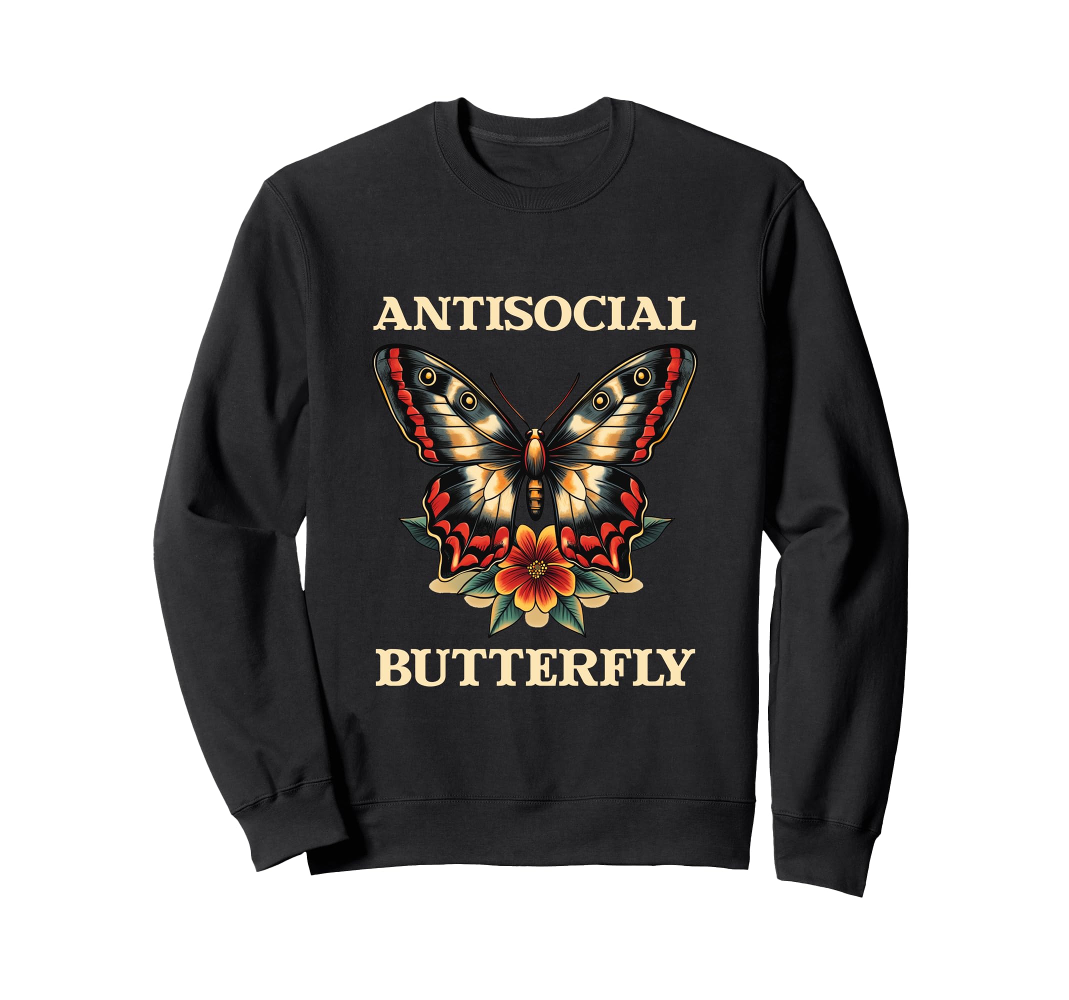 Antisocial Butterfly Gift Sweatshirt - Unique Graphic Men Women - T-Shirt, Sweatshirt, Hoodie