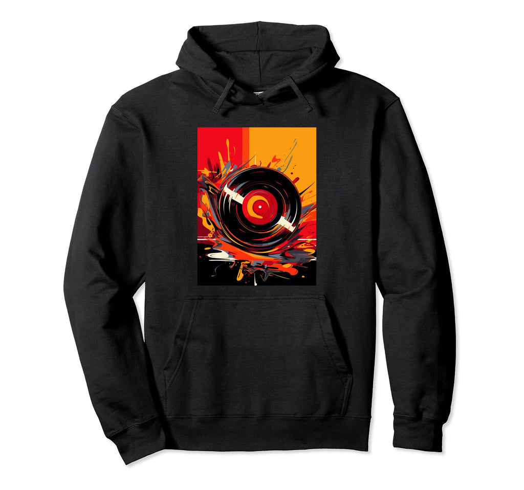 Vinyl Record Player Dj Music Hoodie - Custom Art Print Men Women - T-Shirt, Sweatshirt, Hoodie