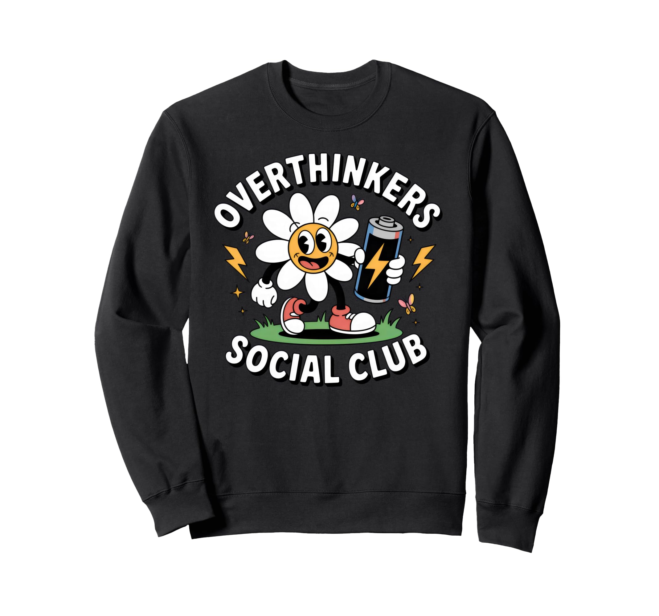 Overthinkers Social Club Funny Flower Sweatshirt - Trendy Graphic Unisex - T-Shirt, Sweatshirt, Hoodie