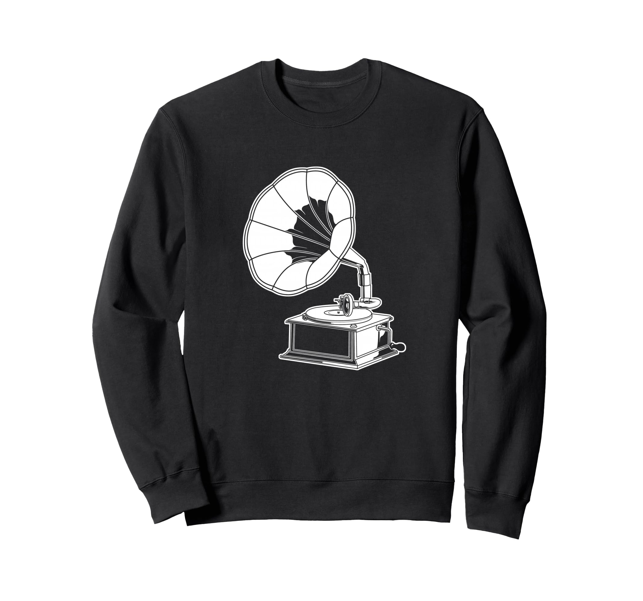 Record Player Vinyl Gramophone Sweatshirt - Fun Novelty Design Men Women - T-Shirt, Sweatshirt, Hoodie