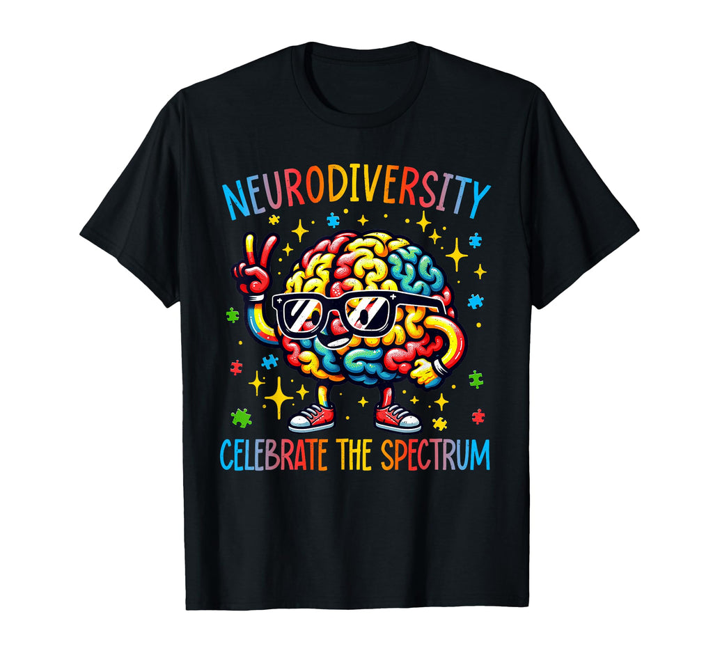 Neurodiversity Brain Autism Awareness T-Shirt - Custom Art Print Men Women - T-Shirt, Sweatshirt, Hoodie