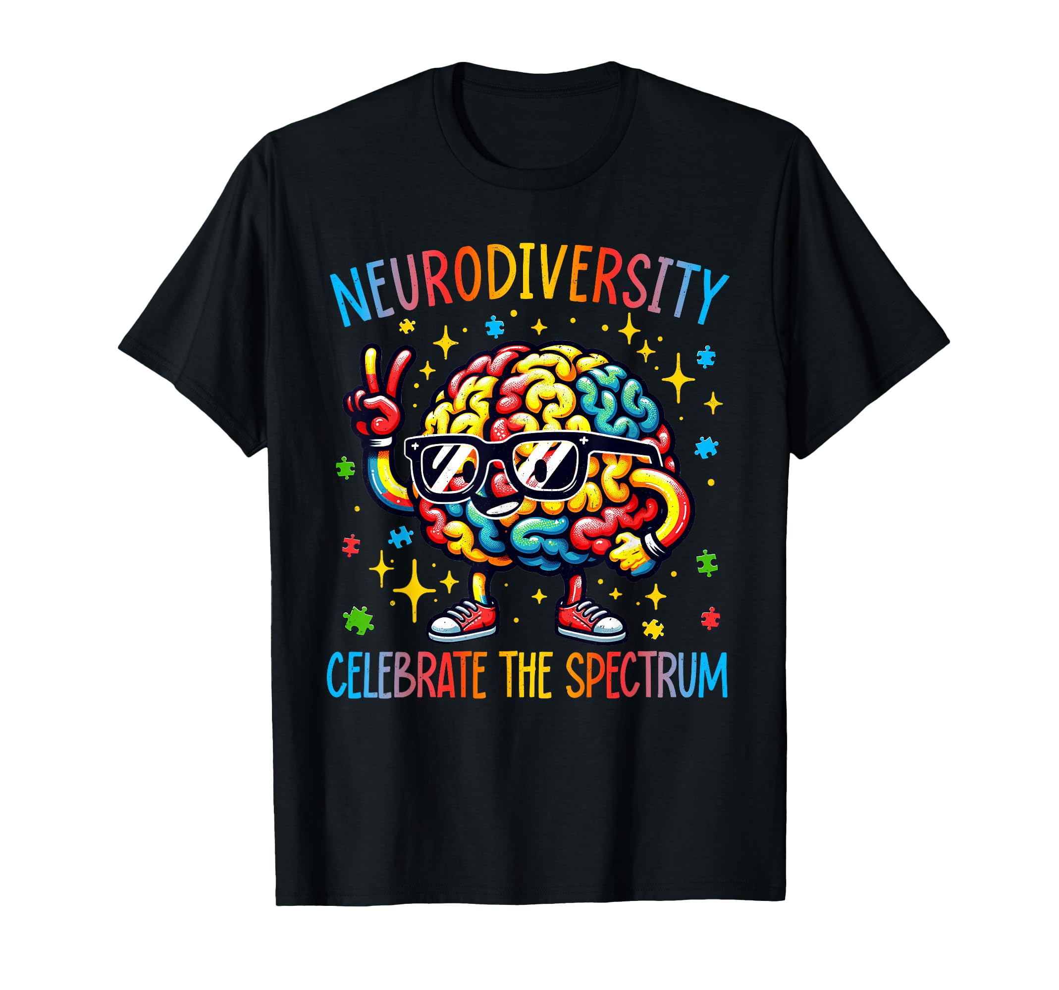 Neurodiversity Brain Autism Awareness T-Shirt - Custom Art Print Men Women - T-Shirt, Sweatshirt, Hoodie