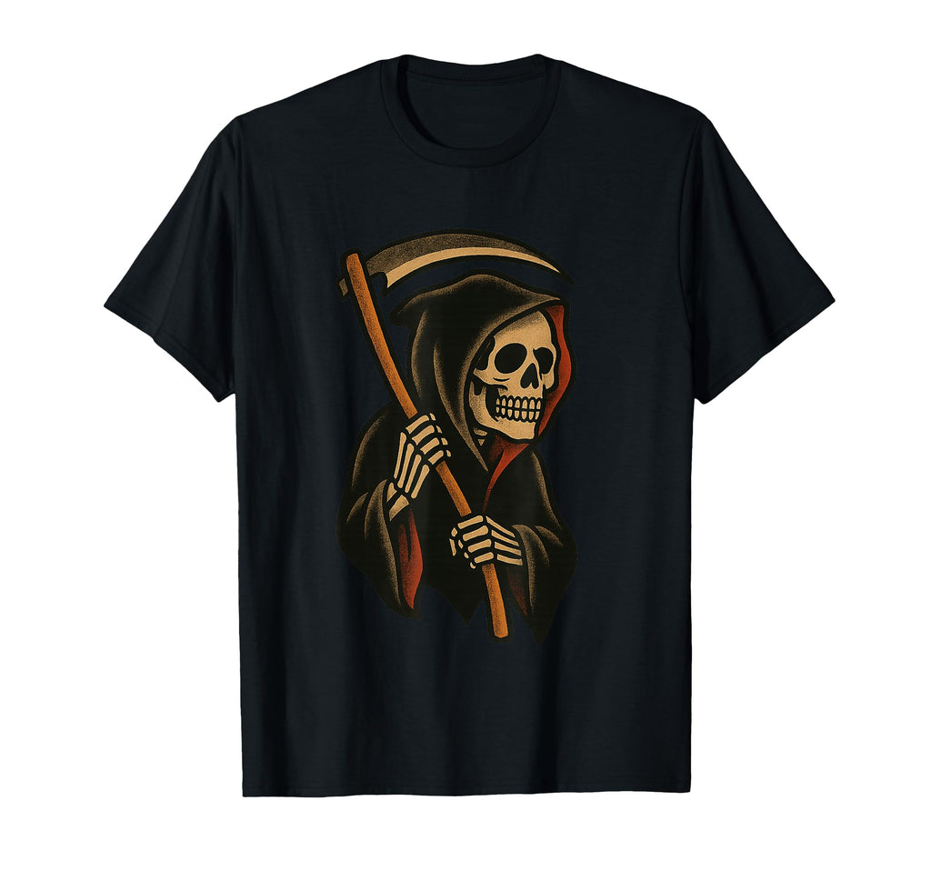 Tattoo Grim Reaper Traditional Flash T-Shirt - Trendy Graphic for Adults - T-Shirt, Sweatshirt, Hoodie