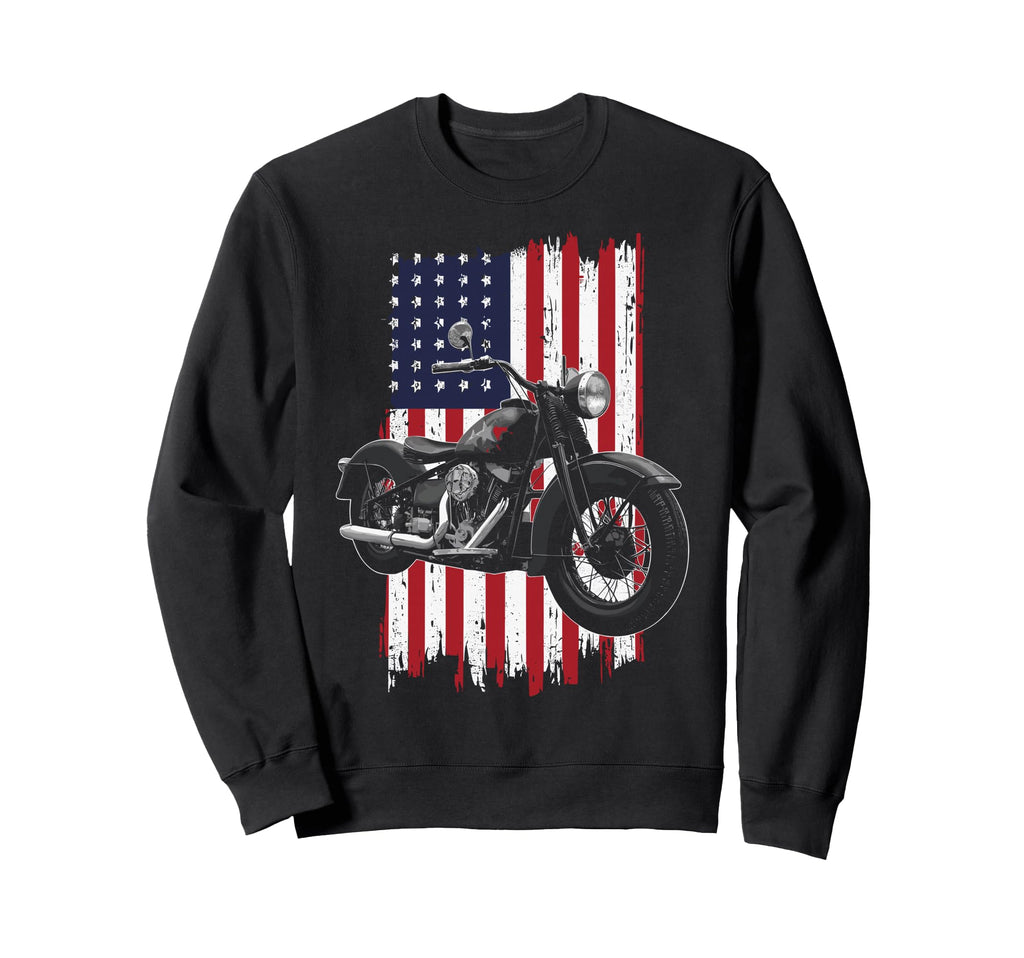 Patriotic Motorcycle Usa Flag Biker Sweatshirt - Streetwear Style Unisex - T-Shirt, Sweatshirt, Hoodie