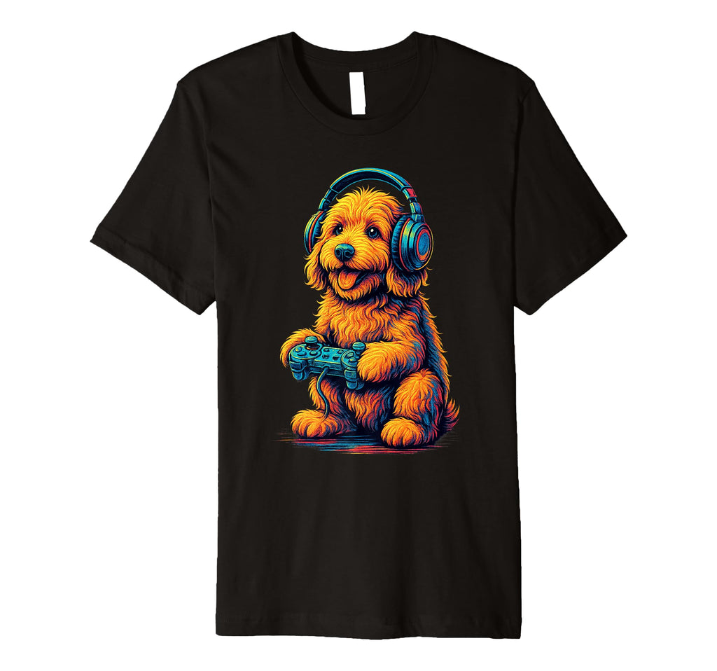Goldendoodle Gamer Gaming Dog Lover T-Shirt - Custom Art Print Unisex - T-Shirt, Sweatshirt, Hoodie